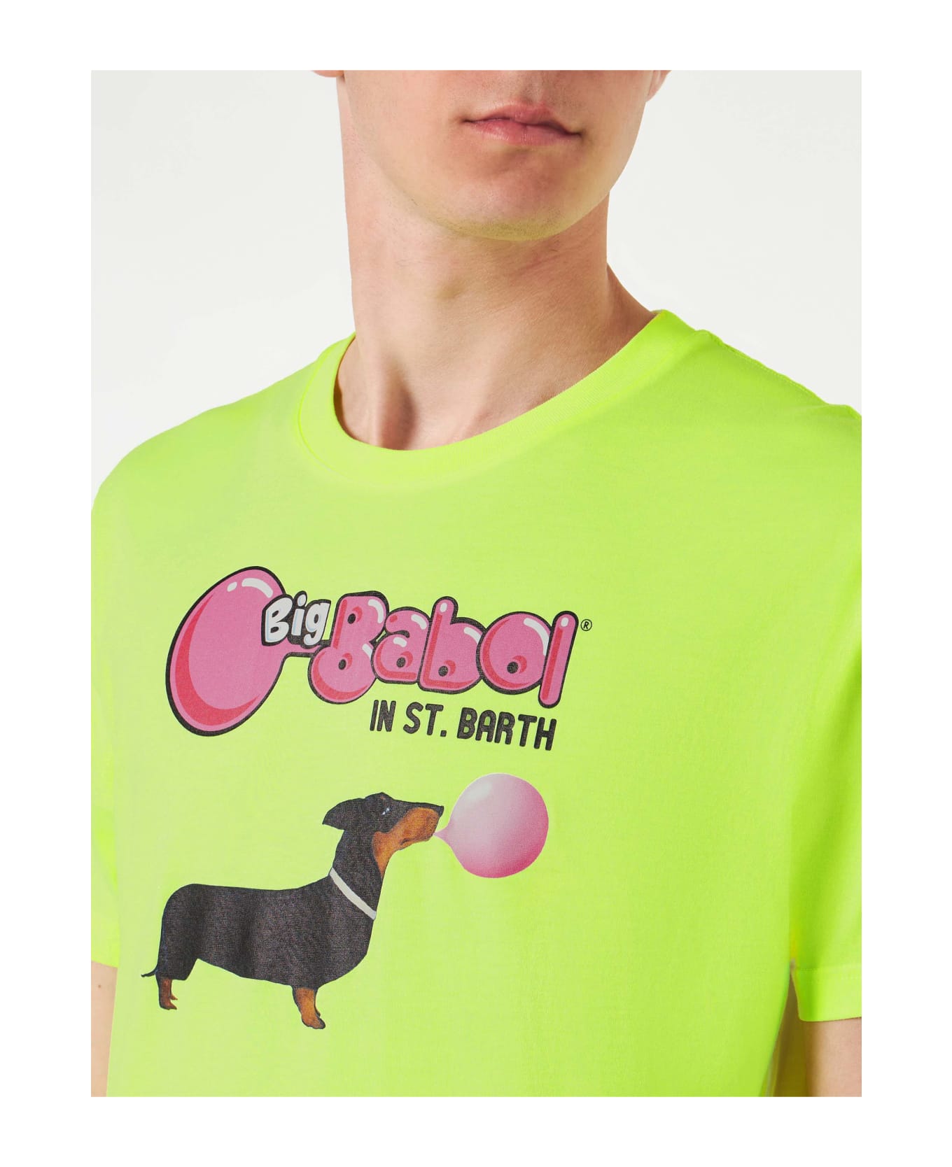 MC2 Saint Barth Man Cotton T-shirt With Dachshund And Big Babol Print | Big Babol® Special Edition - YELLOW