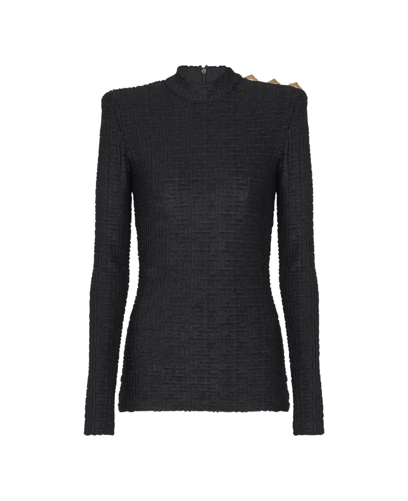 Balmain Monogram High-neck Top - Black