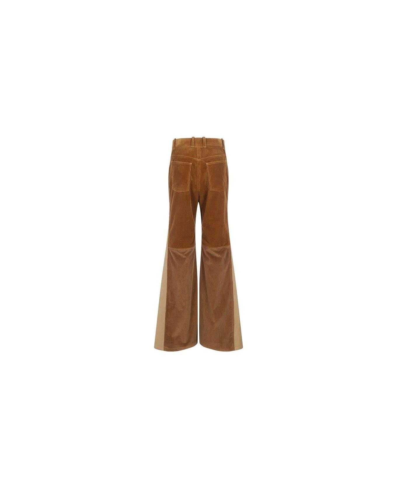 Chloé Patchwork Flared Trousers - Brown ボトムス