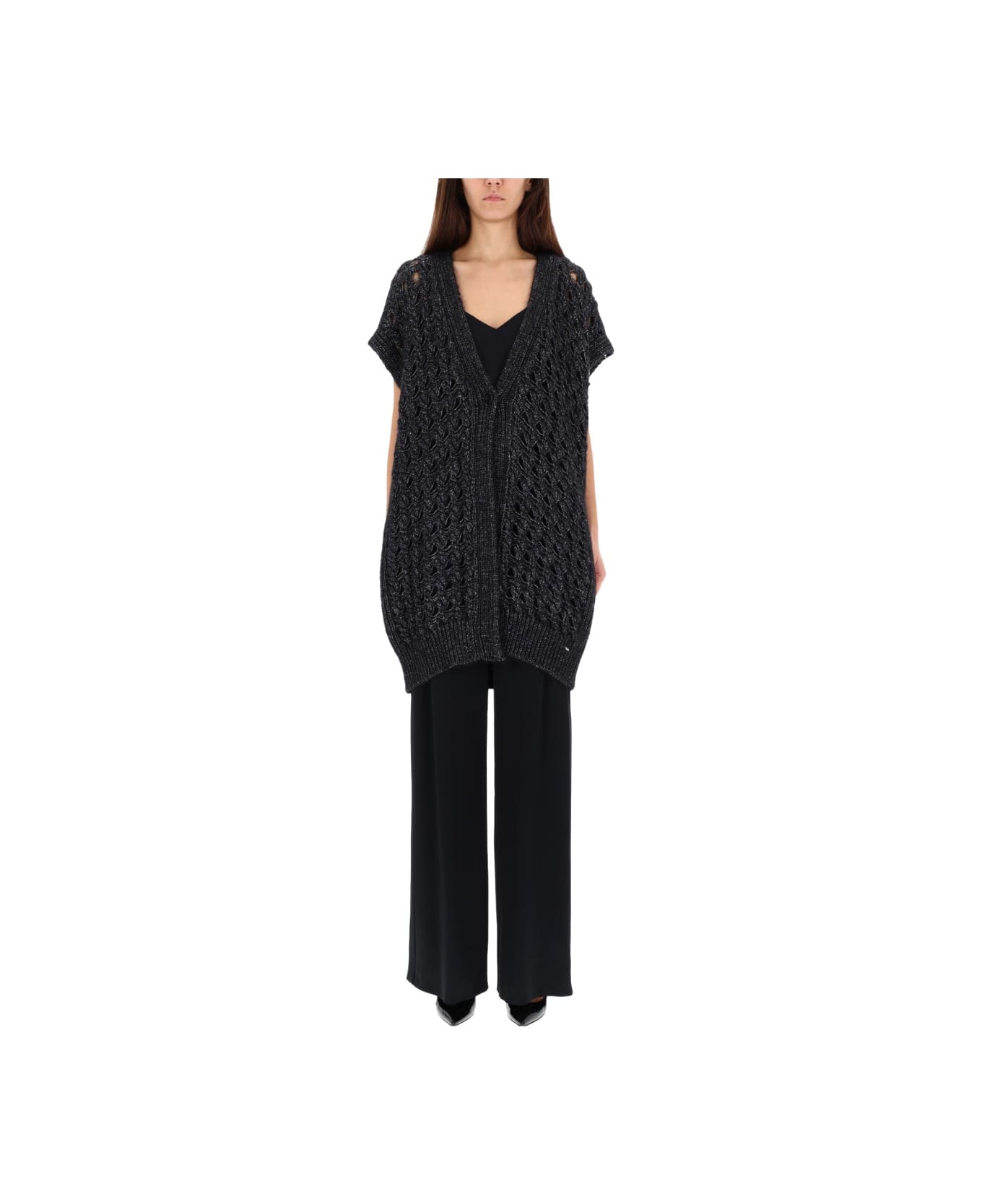 Herno Vest With Perforated Workmanship - BLACK