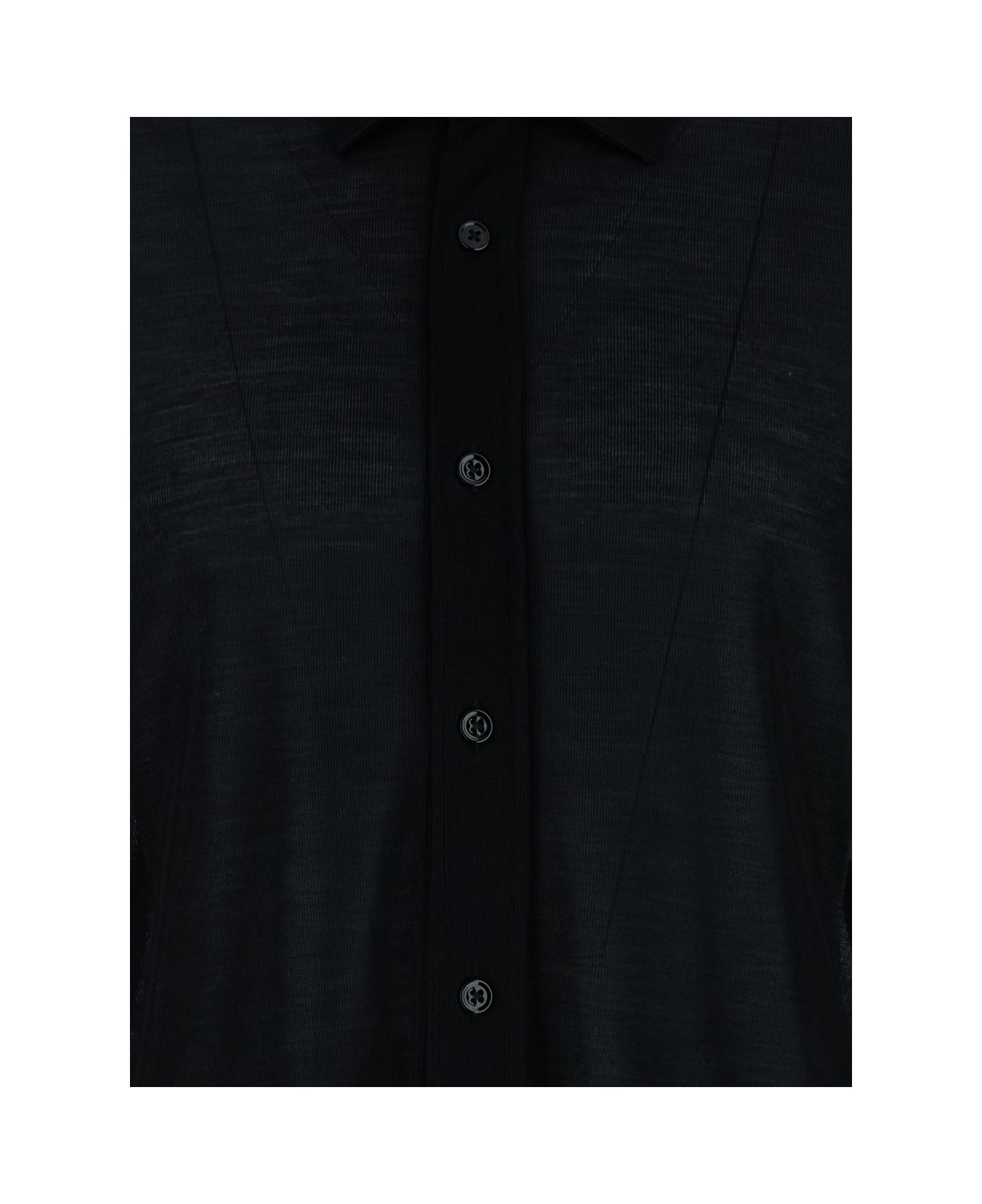 Tom Ford Black Satin Shirt In Silk Man - Black