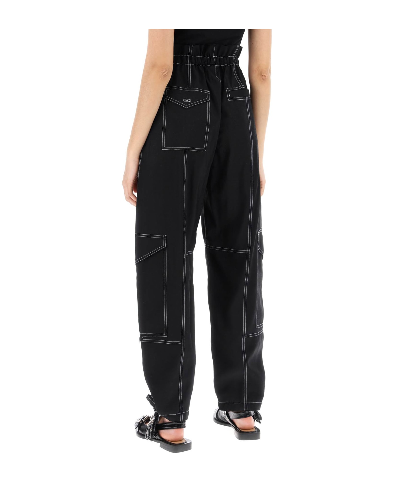Ganni Light Slub Pants - BLACK (Black)