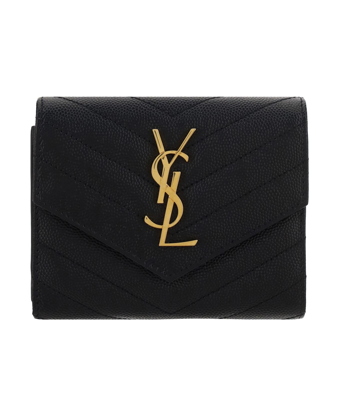 Saint Laurent Cassandre Matelassé Wallet - BLACK