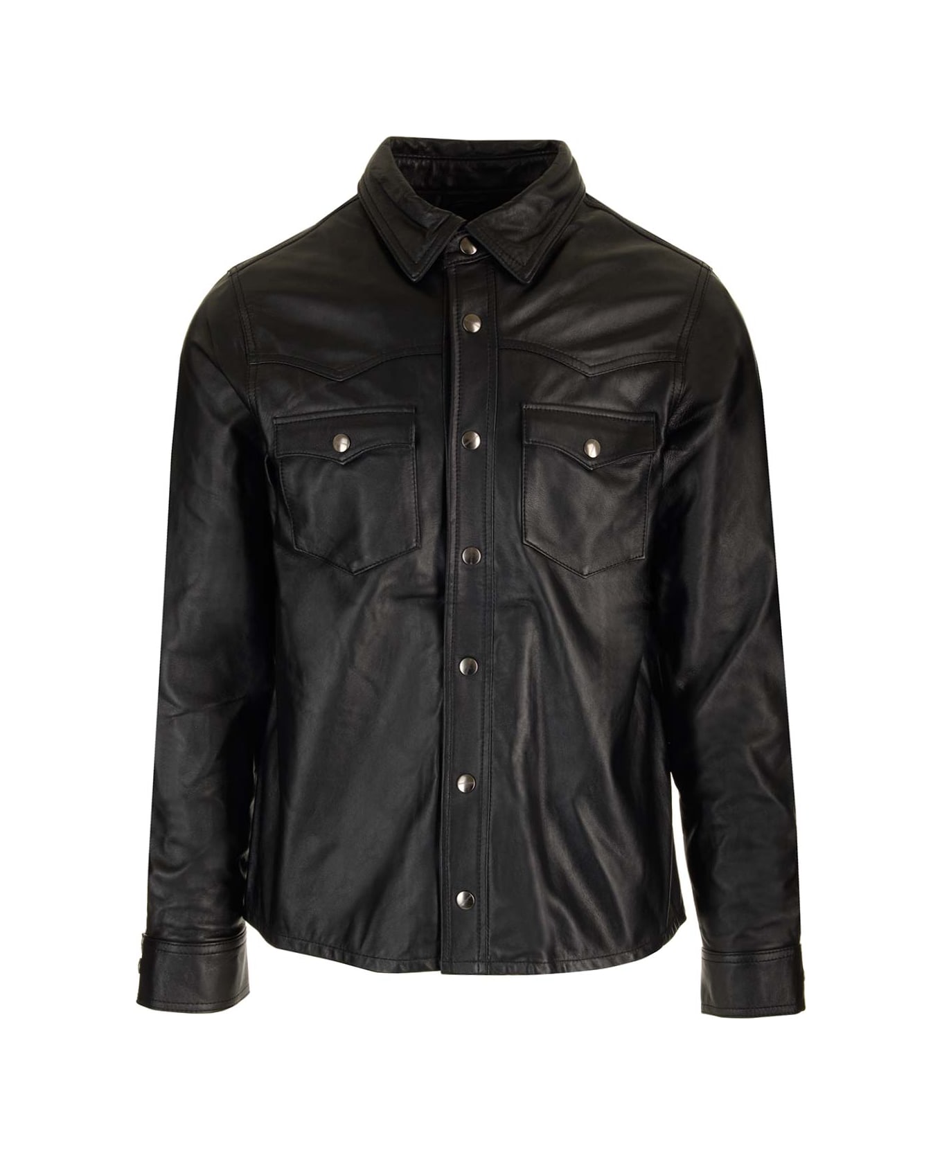 Giorgio Brato Black Leather 'texas' Shirt - Black