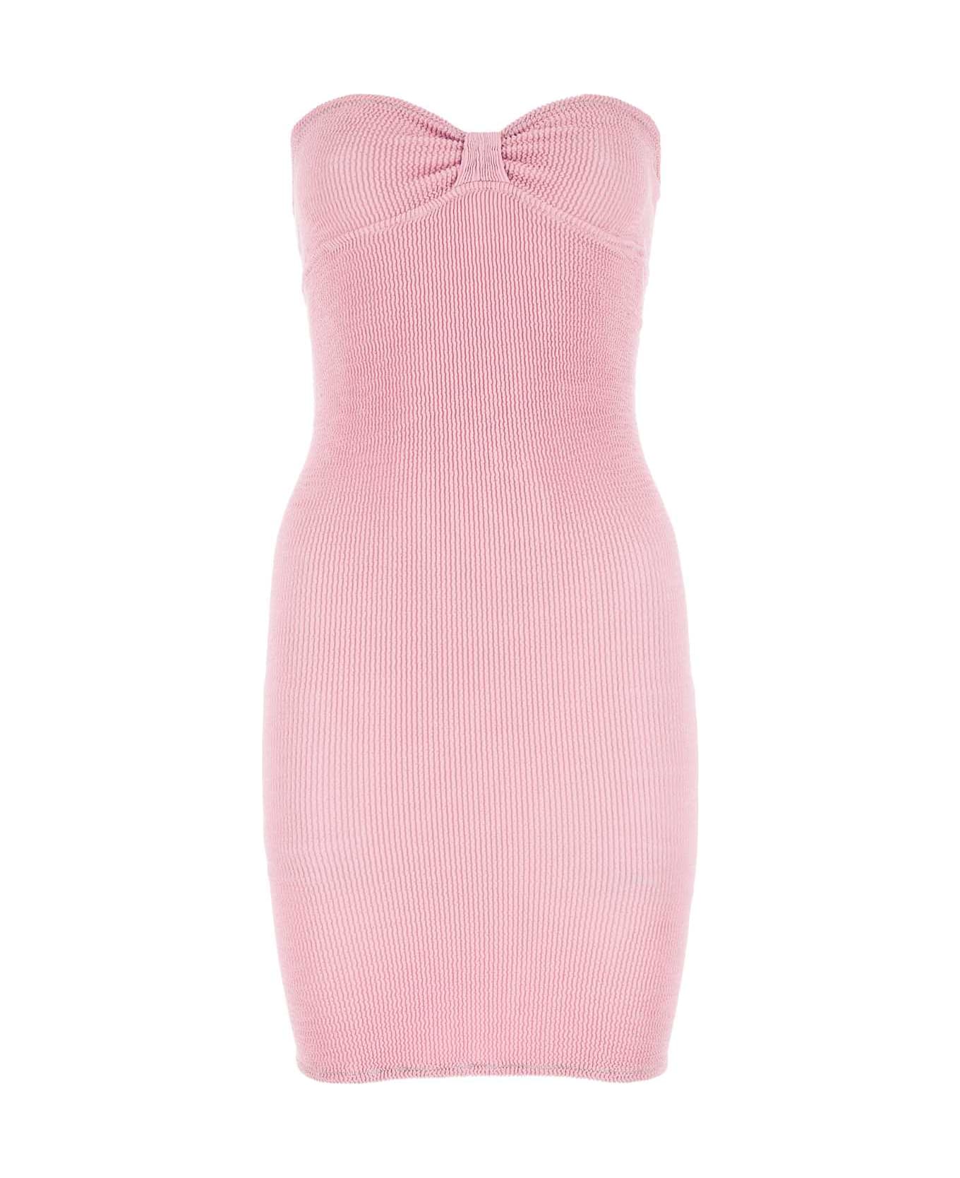 Reina Olga Pastel Pink Stretch Nylon Master Tigress Mini Dress - BABYPINK