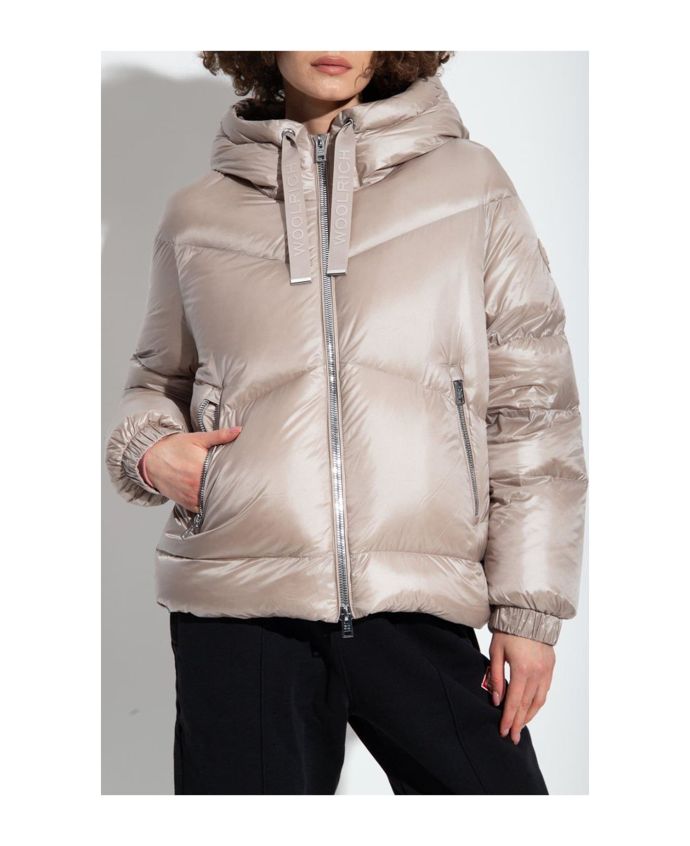 Woolrich Drawstring Hooded Puffer Jacket - LIGHT TAUPE