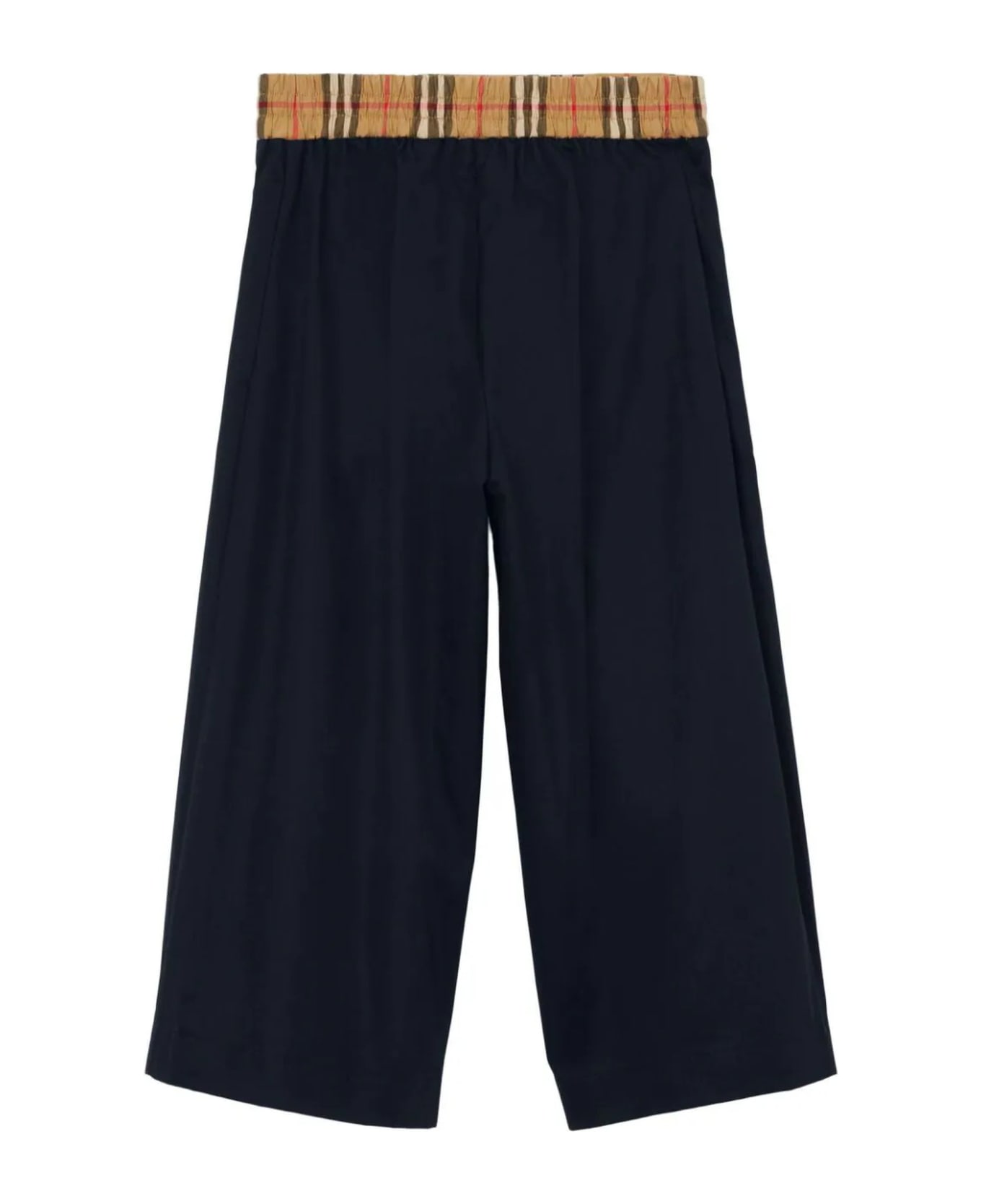 Burberry Navy Blue Cotton Trousers - Navy black