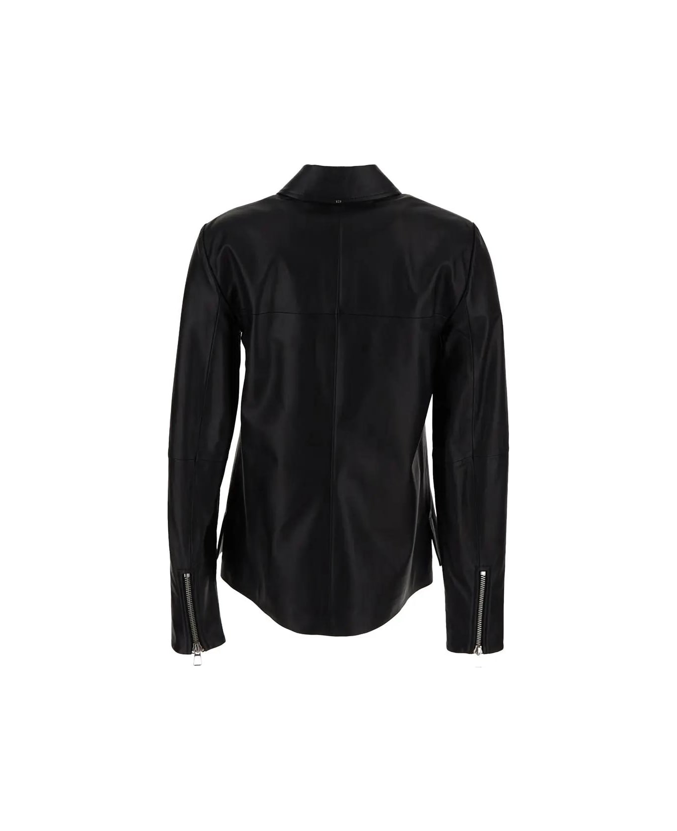 SportMax Gel Leather Jacket - BLACK レザージャケット