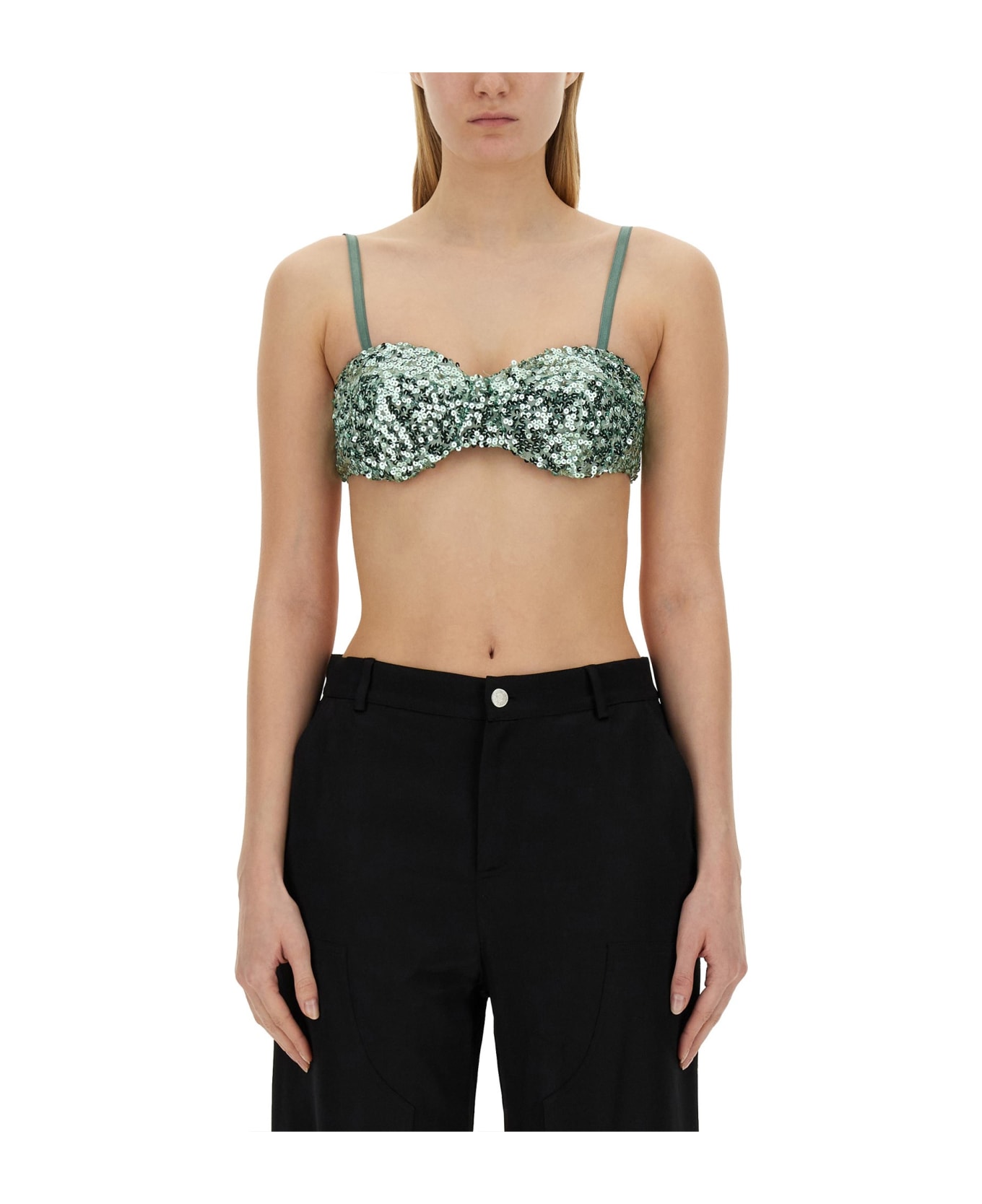 M05CH1N0 Jeans Sequined Top - Green