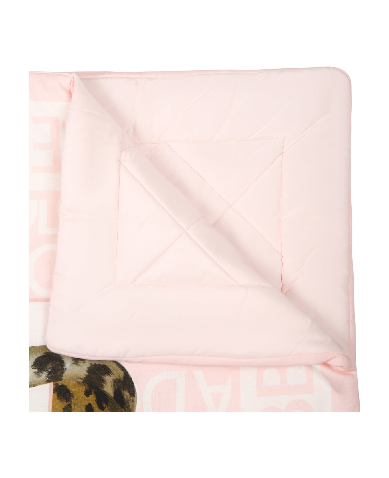 Dolce & Gabbana Pink Blanket For Baby Girl With Logomania And Leopard Print - Pink