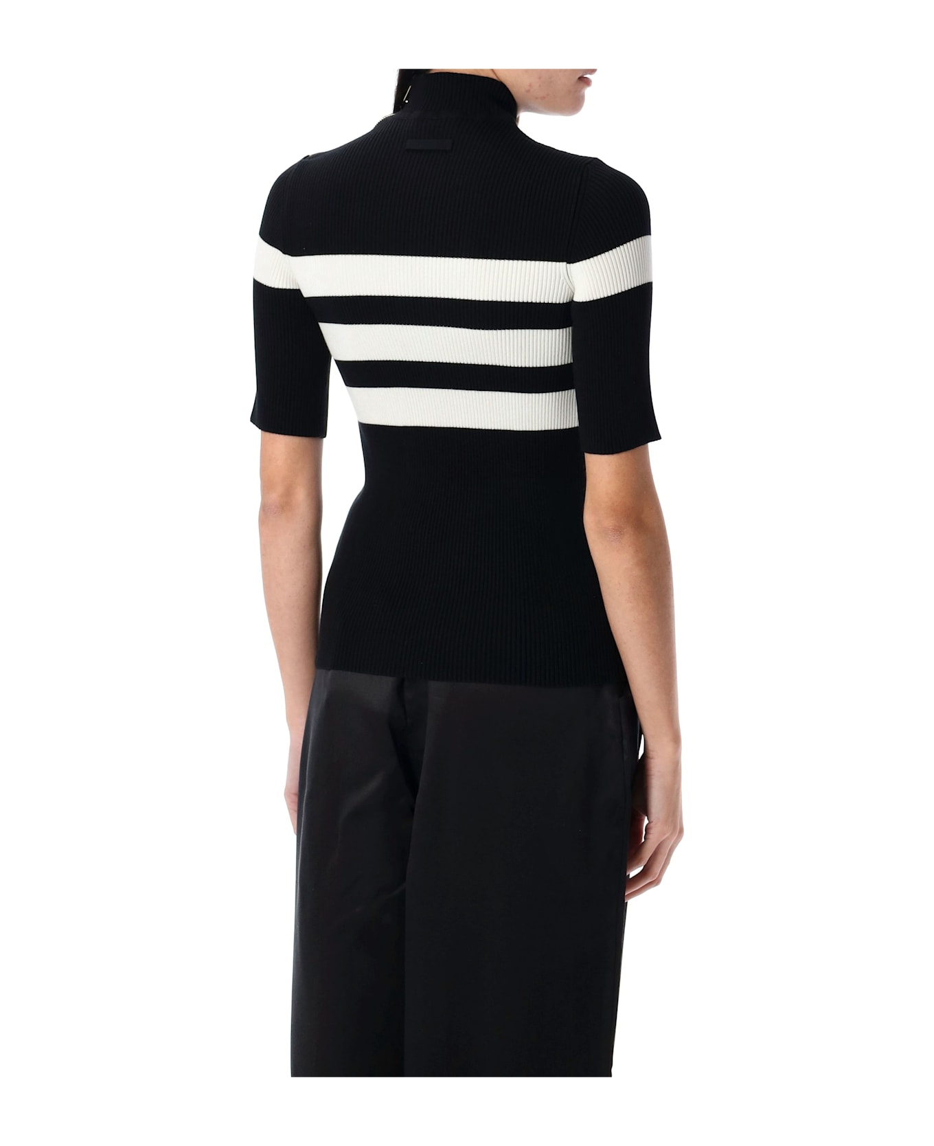 Jean Paul Gaultier Striped Knit Top - BLACK WHITE