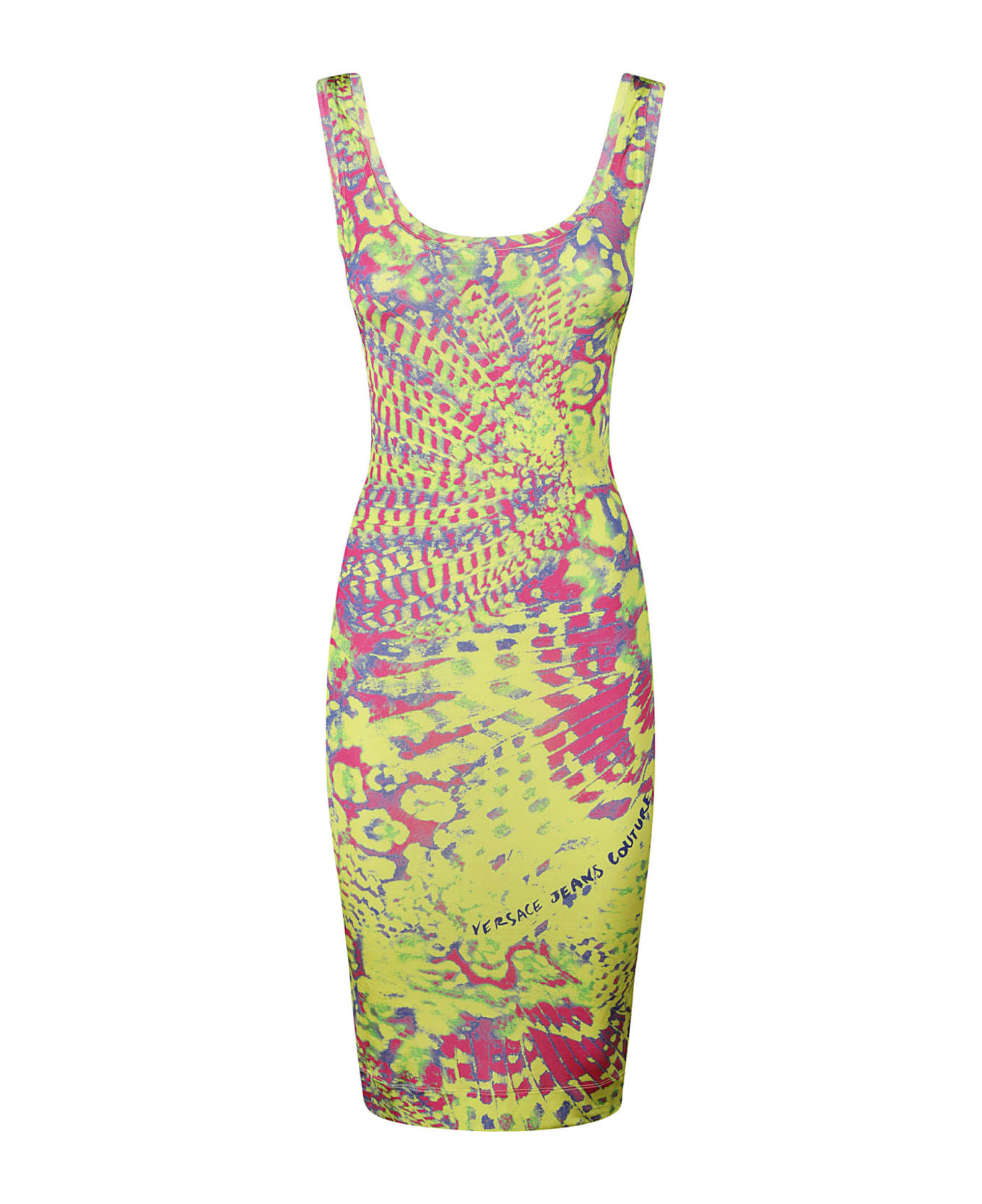 Versace Jeans Couture Pattern-printed Sleeveless Stretched Dress - Acid