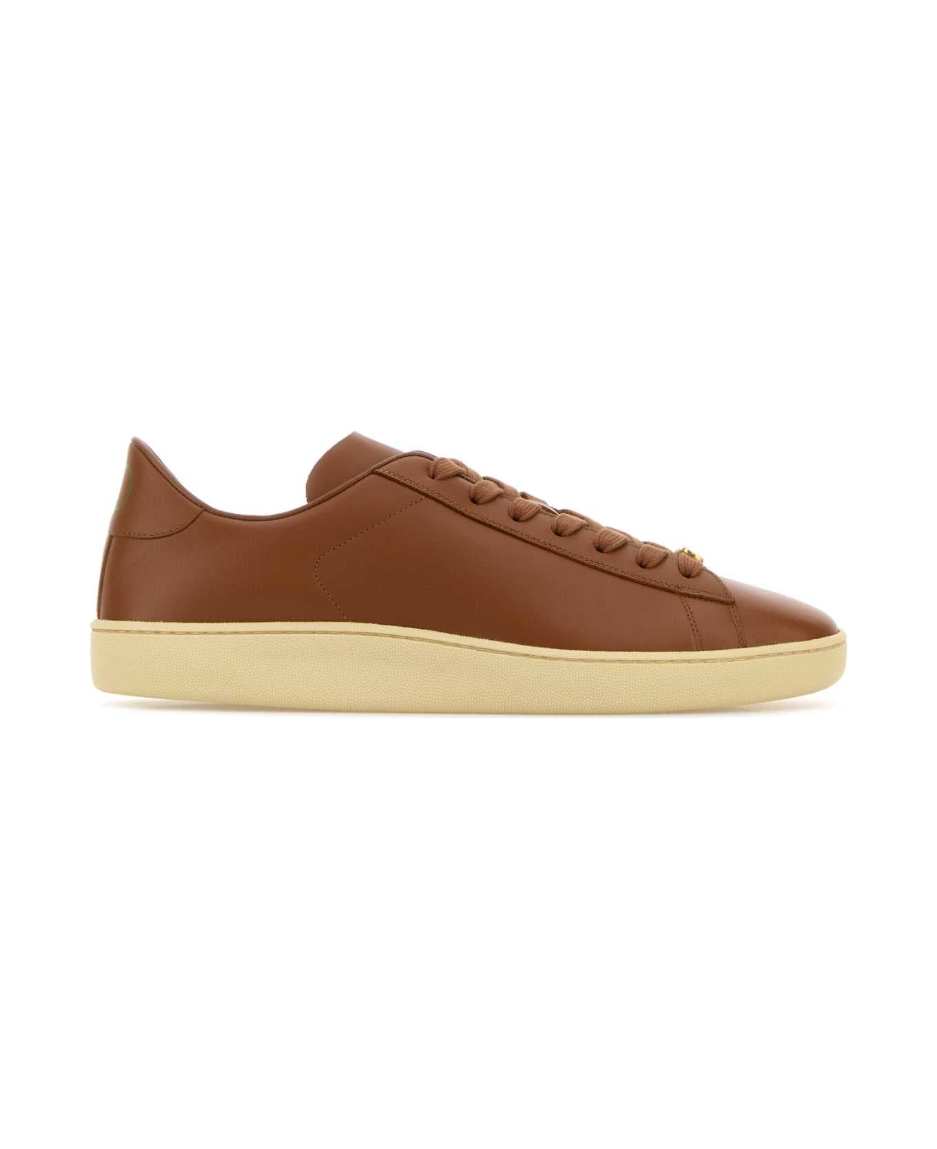 Valentino Garavani Caramel Leather Royco Sneakers - TOBACCOGREENBRIARPAPYRUS