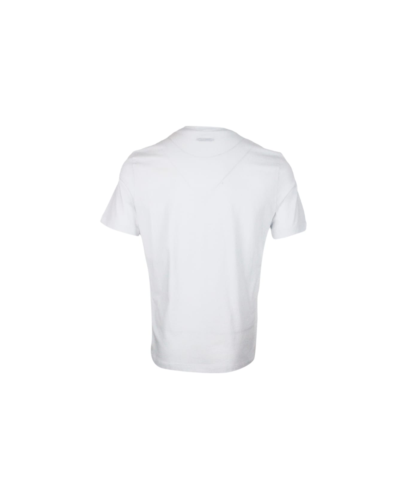 Jacob Cohen Short-sleeved Crew-neck T.shirt In Stretch Cotton Jersey With Logo On The Chest - White