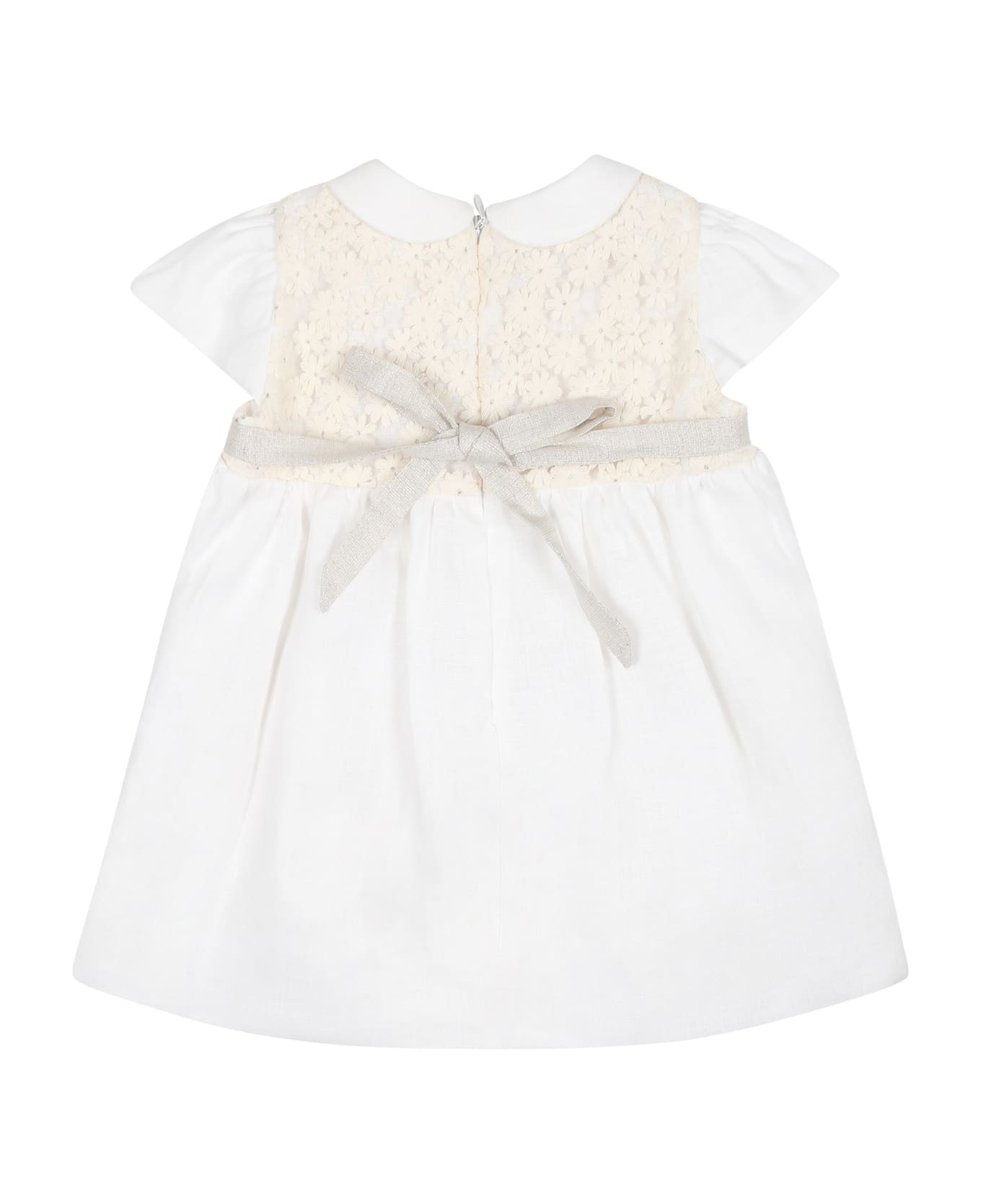 La stupenderia White Dress For Baby Girl With Little Flowers - White ウェア