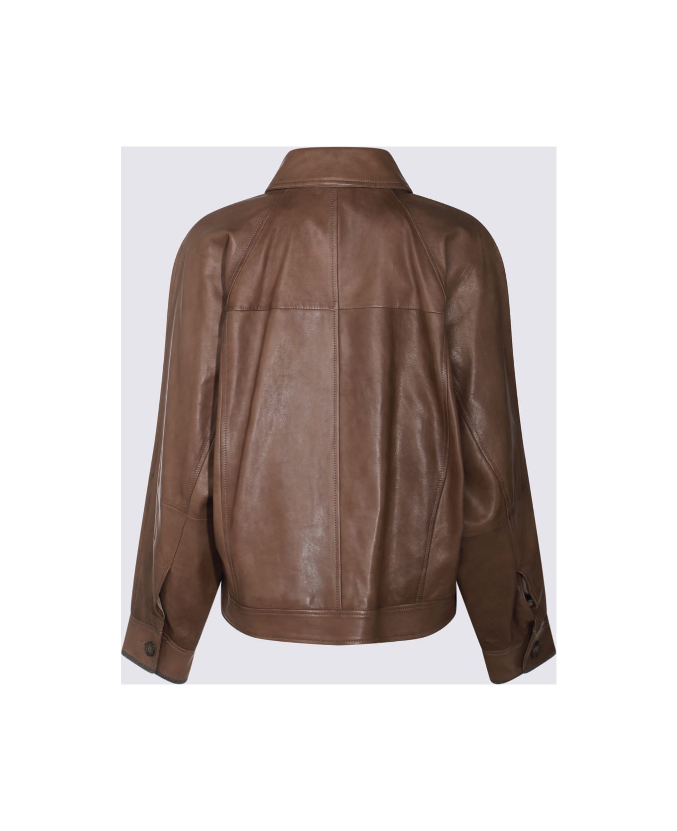 Brunello Cucinelli Brown Leather Jacket