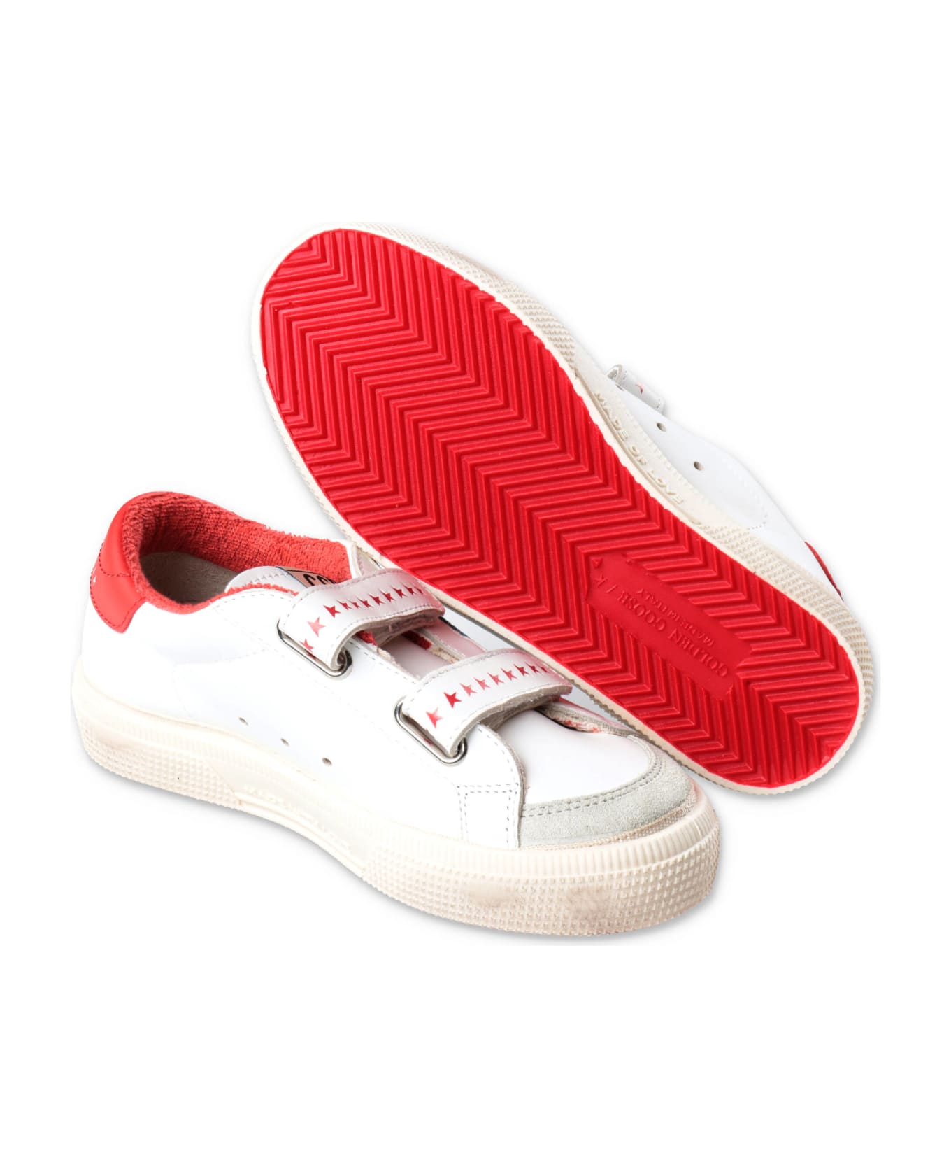 Golden Goose Sneakers Bianche In Pelle Con Velcro Bambino - Bianco
