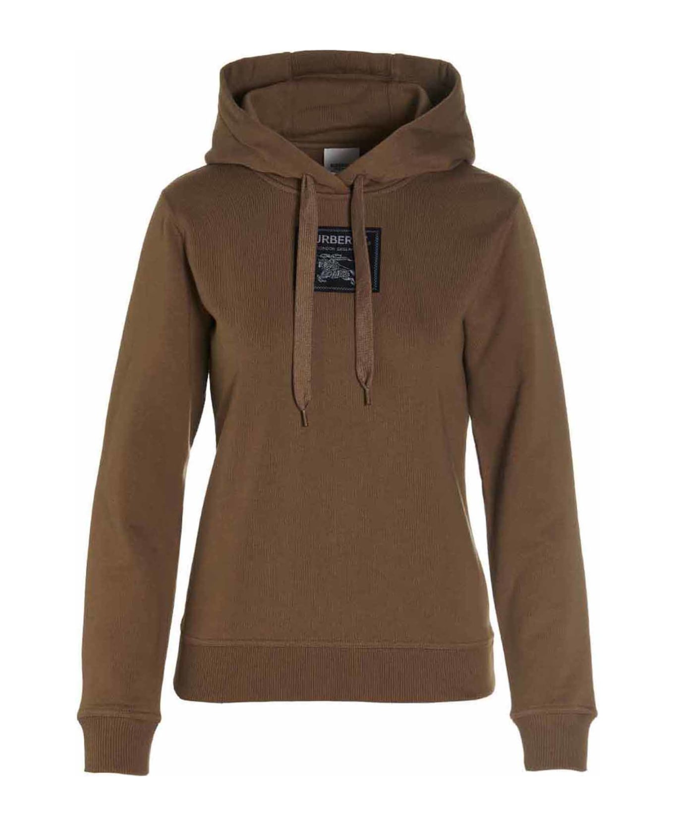 Burberry Logo Patch Hoodie - Brown