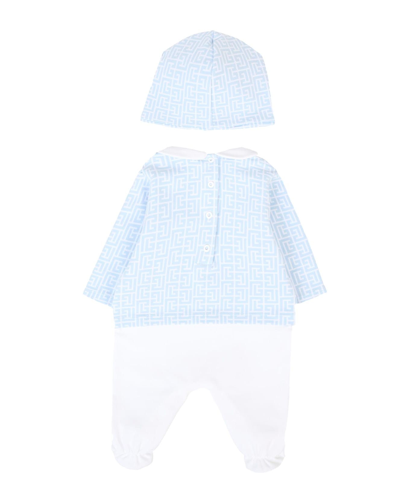 Balmain Light Blue Babygrow Set For Baby Boy With Maze - Light Blue