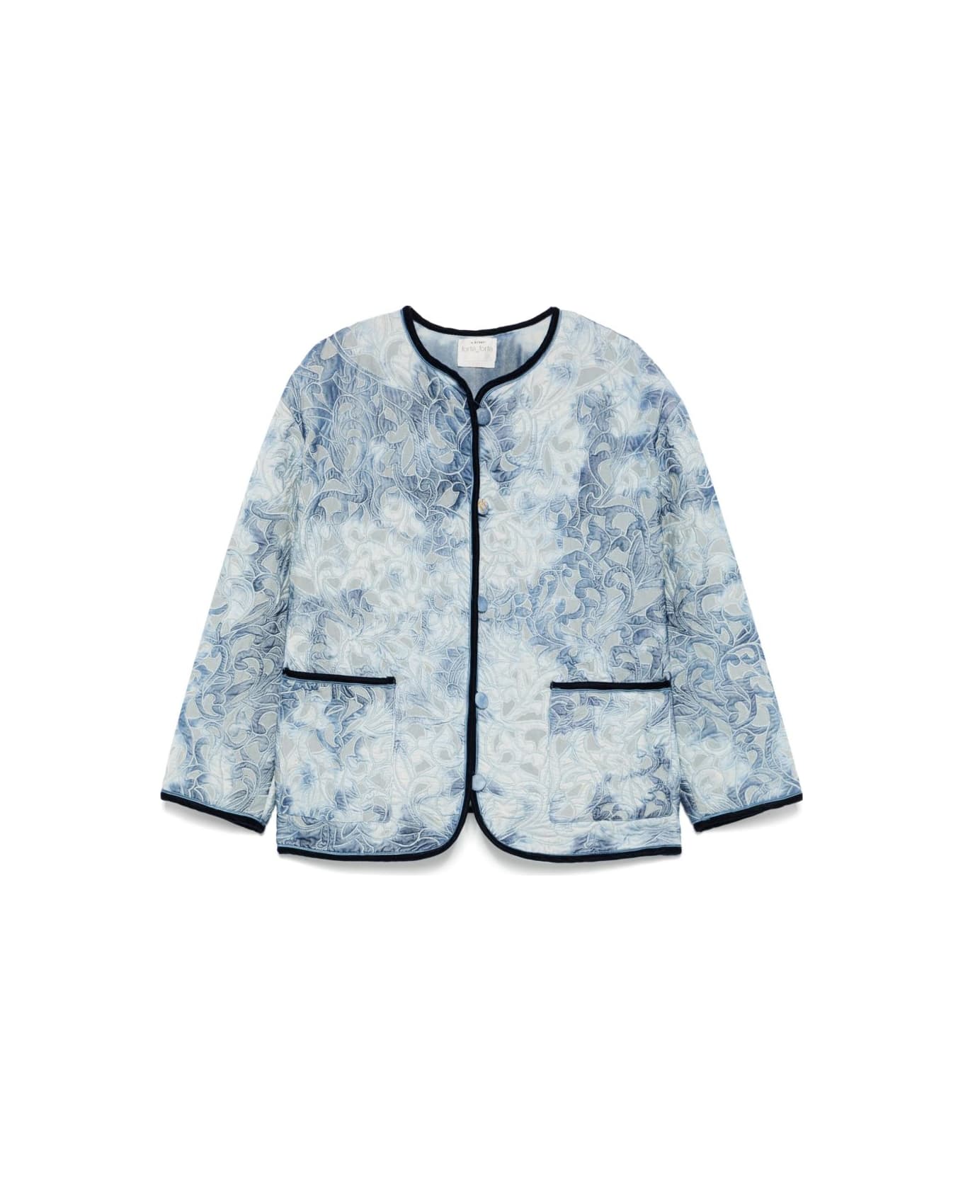 Forte_Forte Tie-dye Cotton Jacket - Clear Blue
