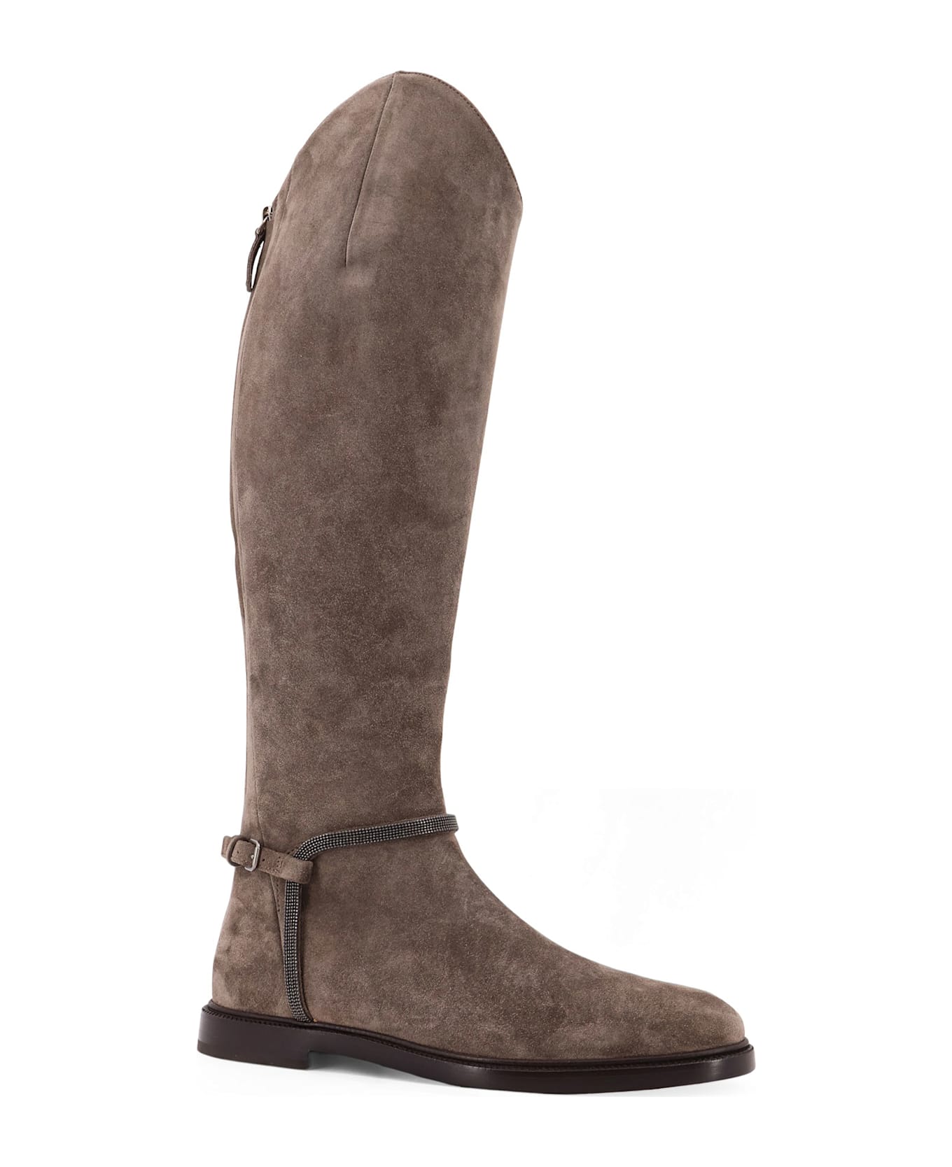 Brunello Cucinelli Suede Boots With Monili Detail - TORBA