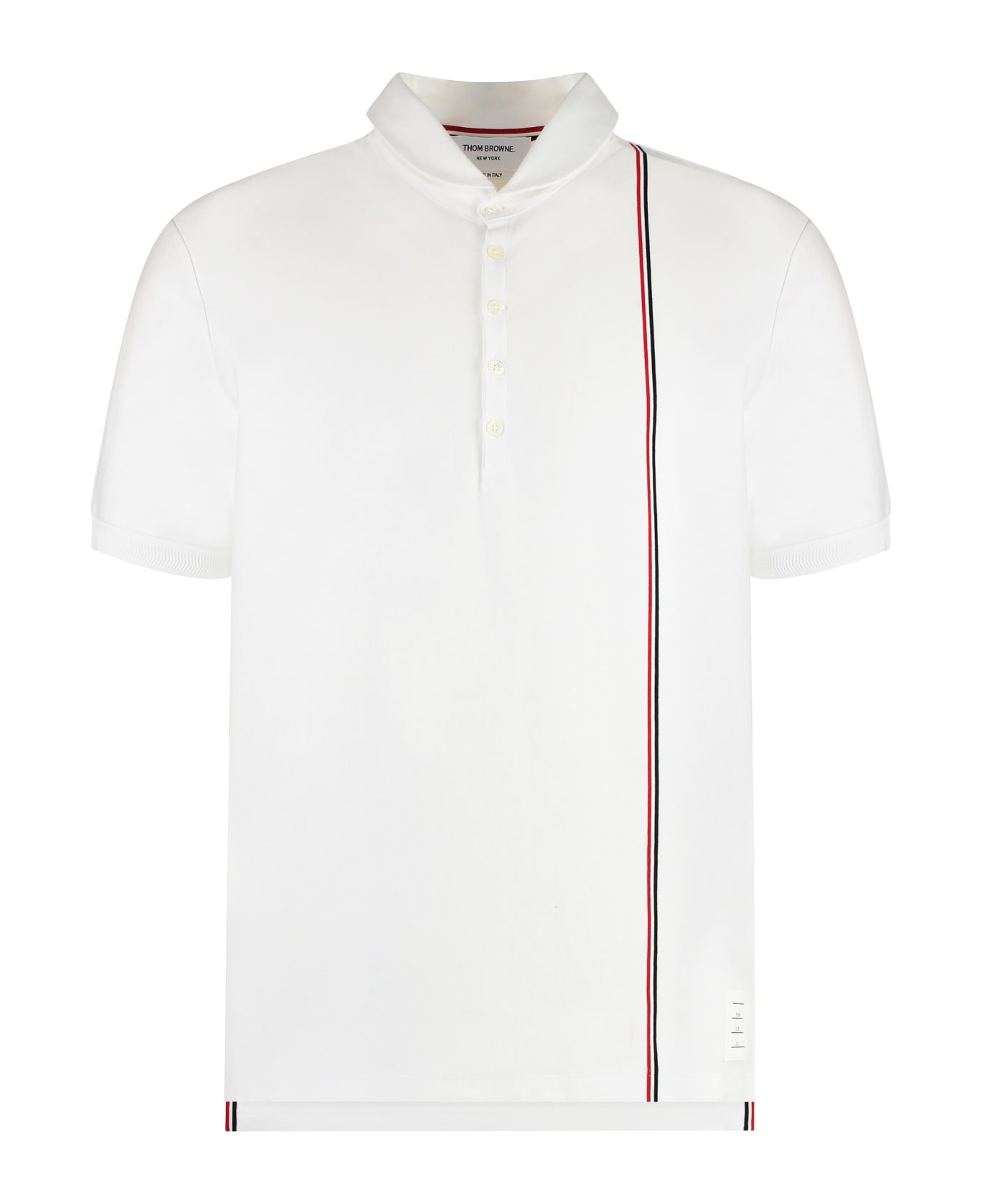 Thom Browne Logo Print Cotton Polo Shirt - White ポロシャツ