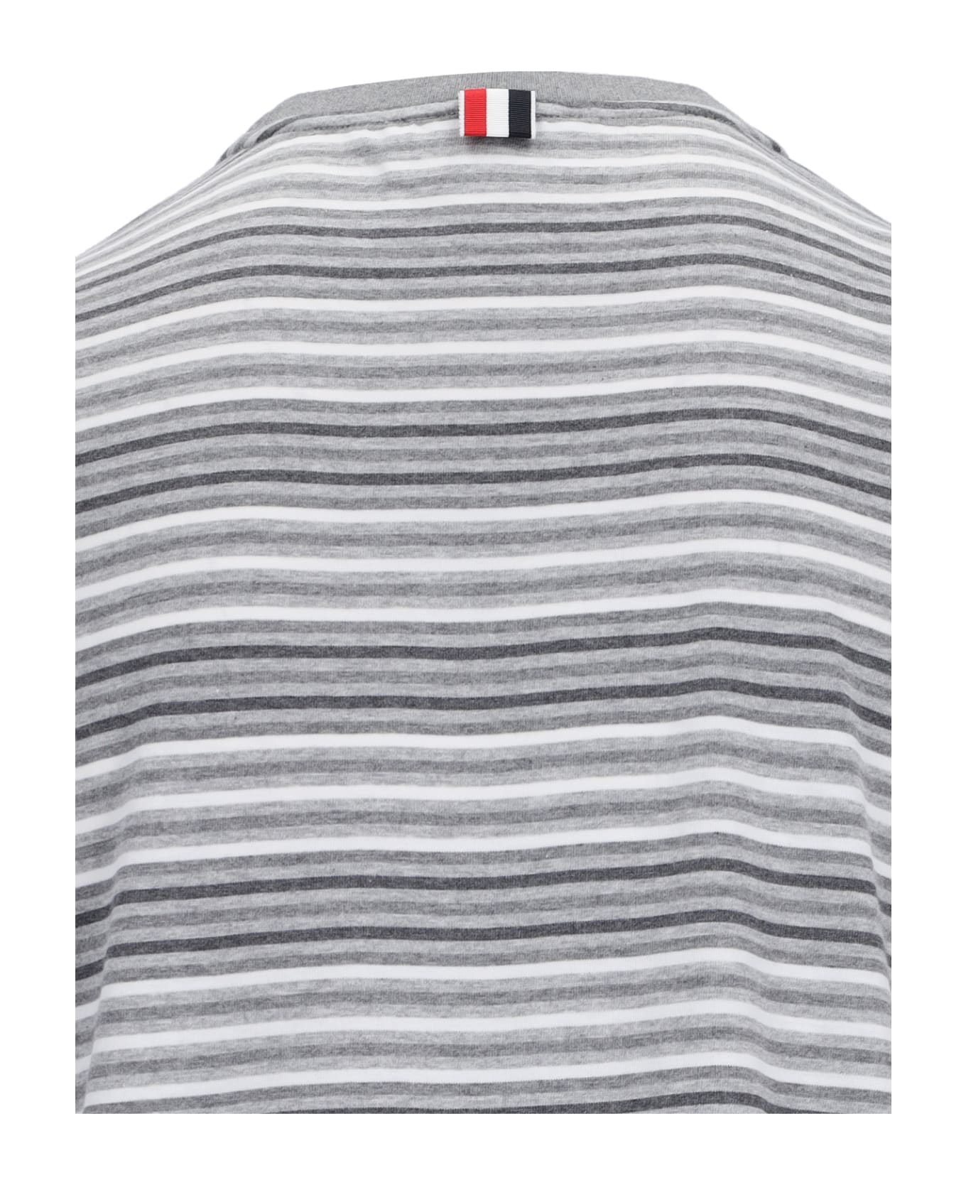 Thom Browne Striped Cotton T-shirt - Grey