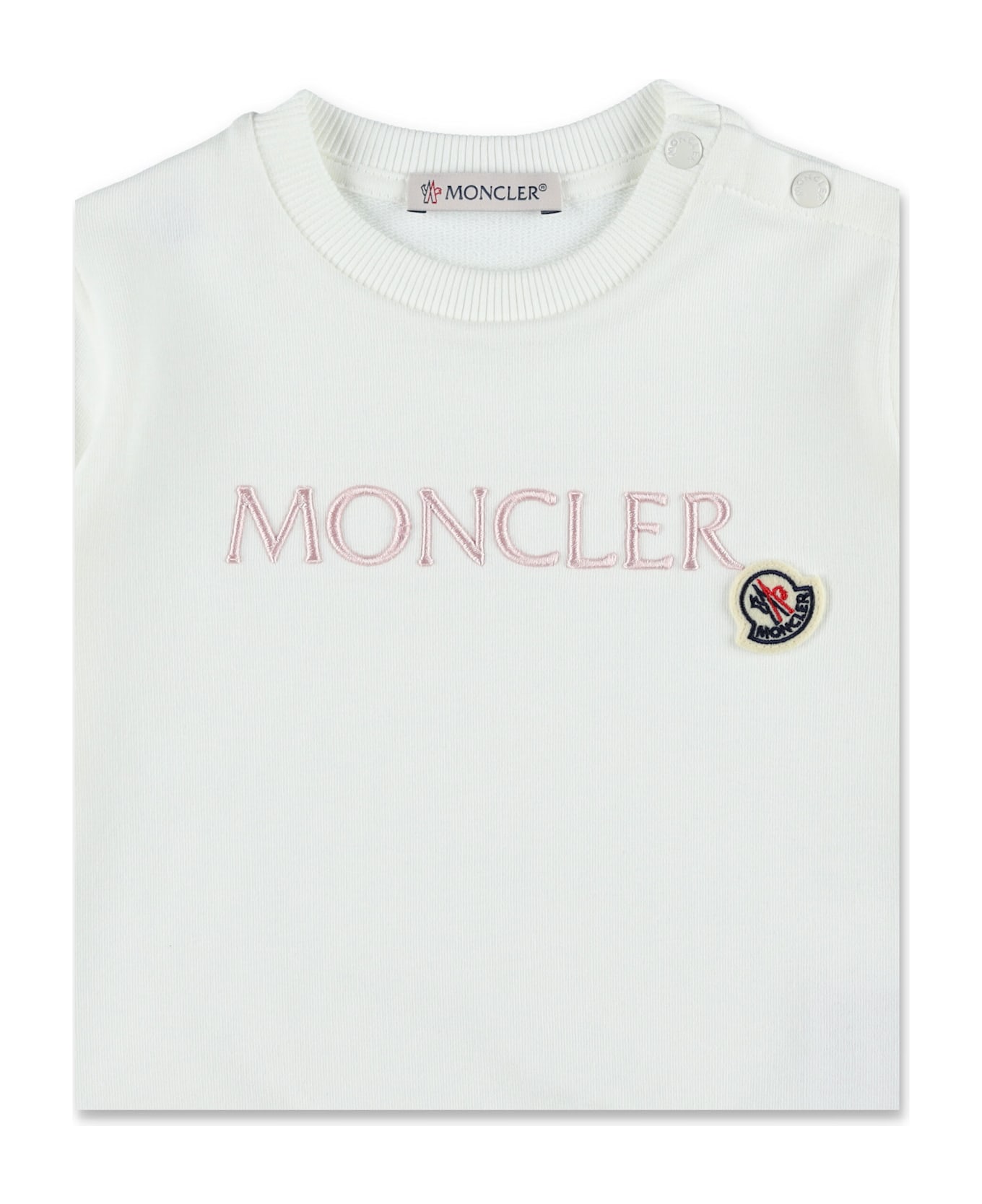 Moncler Kid - Embroidered Logo Coton Sweatshirt - WHITE