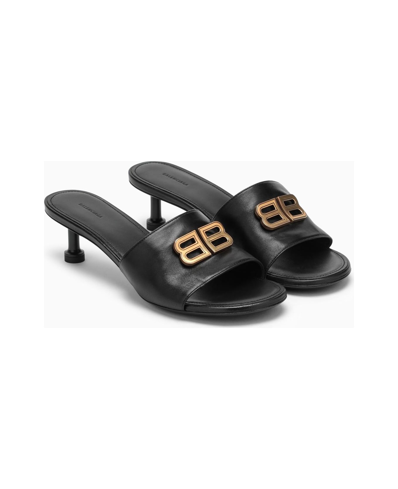Balenciaga Bb Black\/gold Heel Sandal - Nero