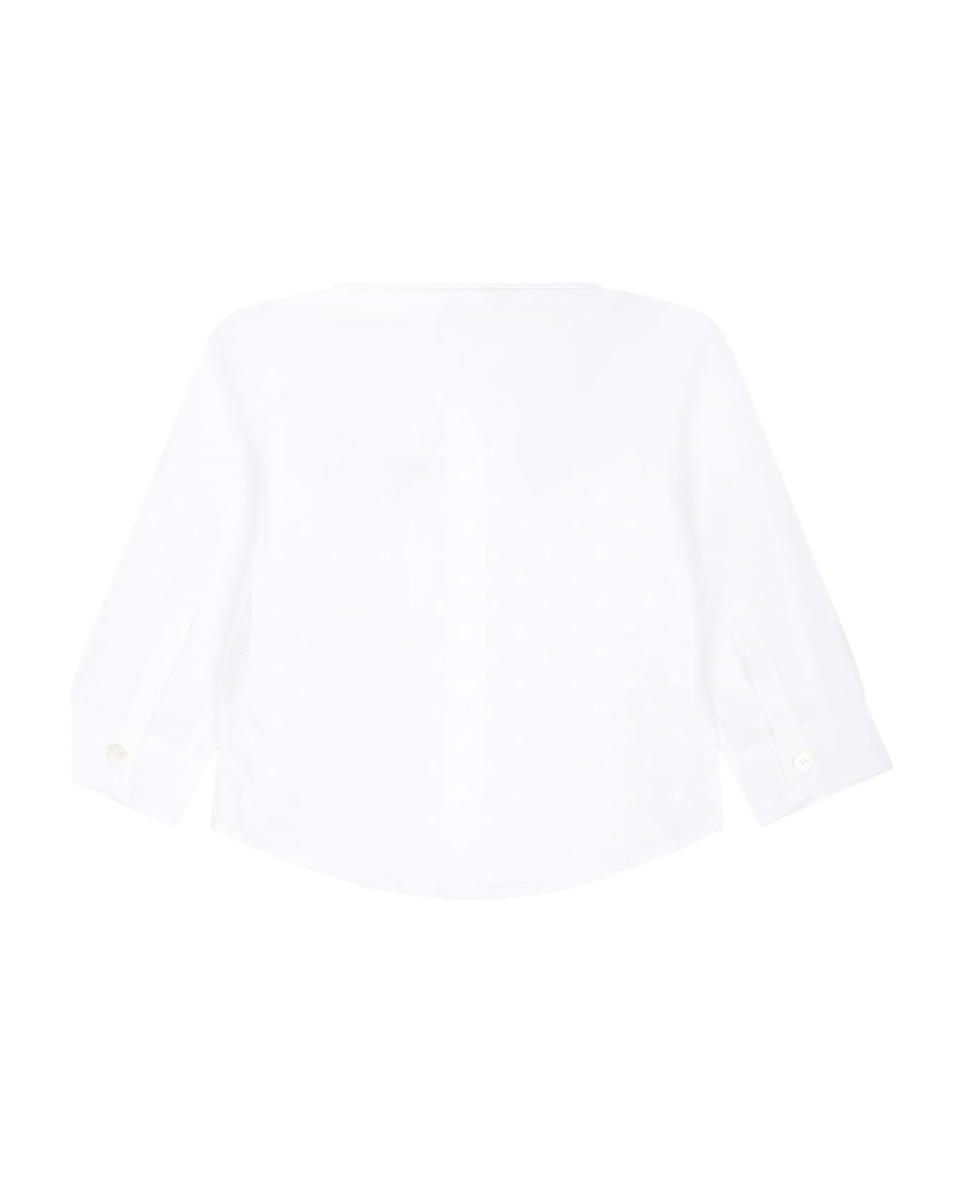 Balmain White Shirt For Baby Boy With Logo - White シャツ