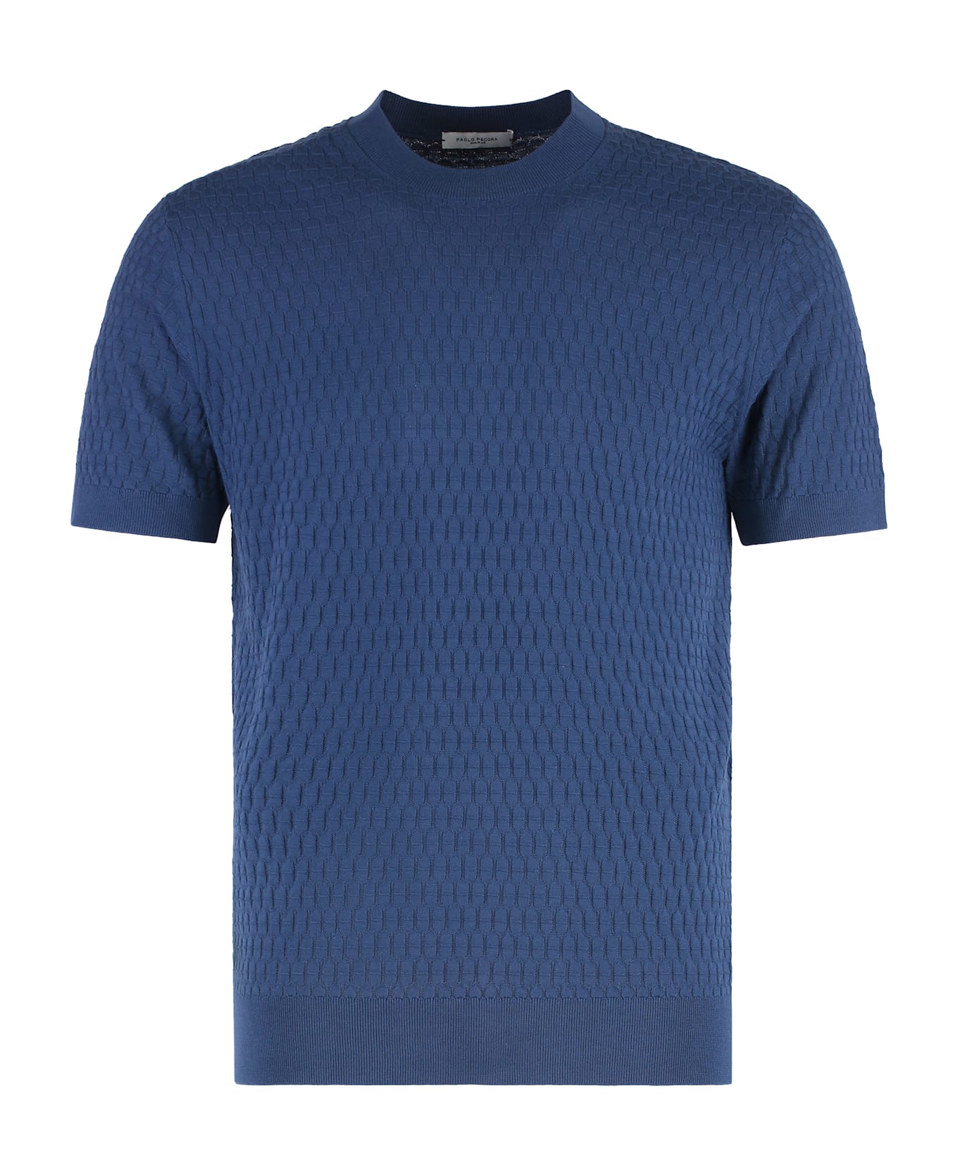 Paolo Pecora Cotton Short Sleeve Sweater - blue