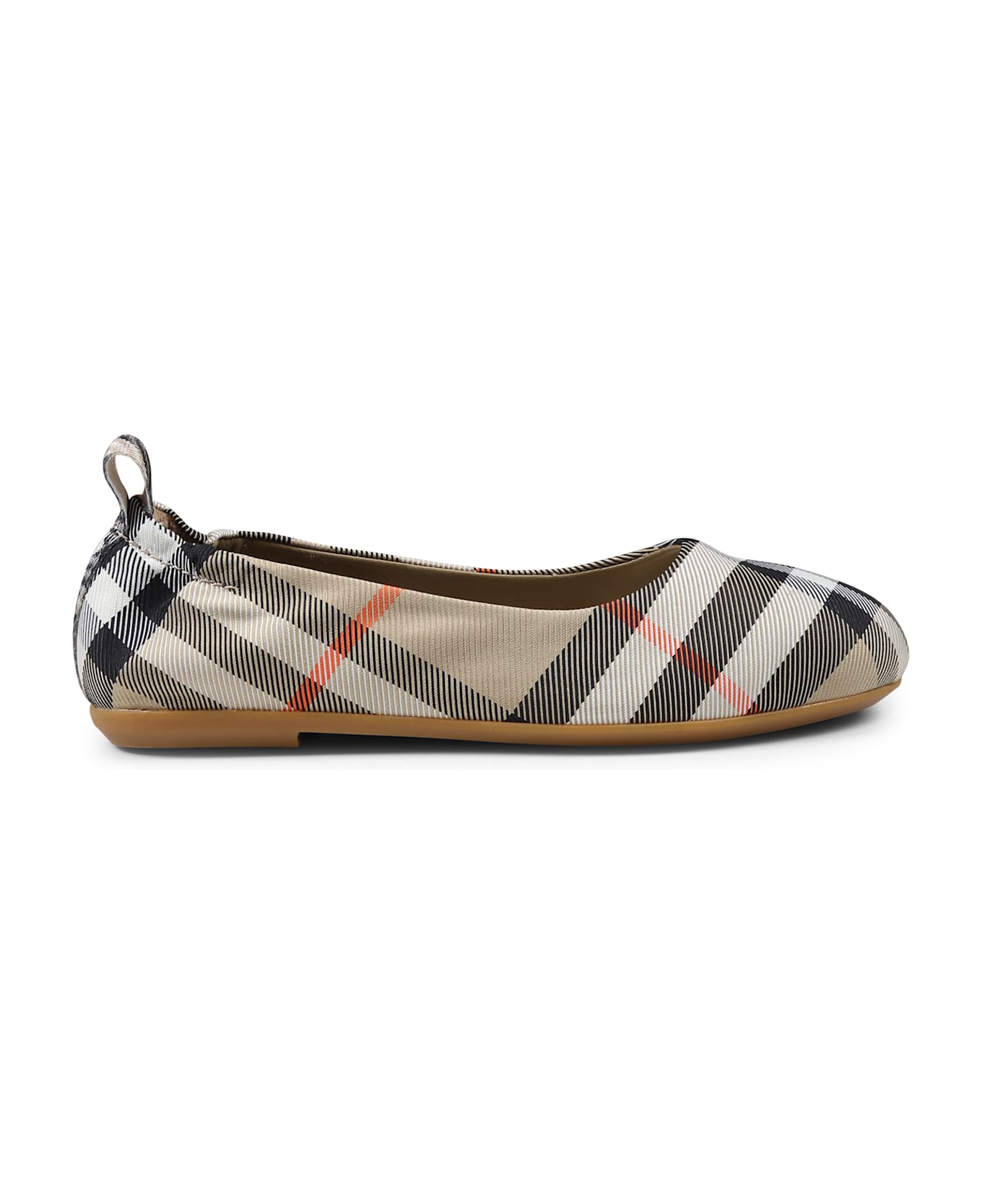 Burberry Beige Ballet Flats For Girl With Vintage Check - Beige