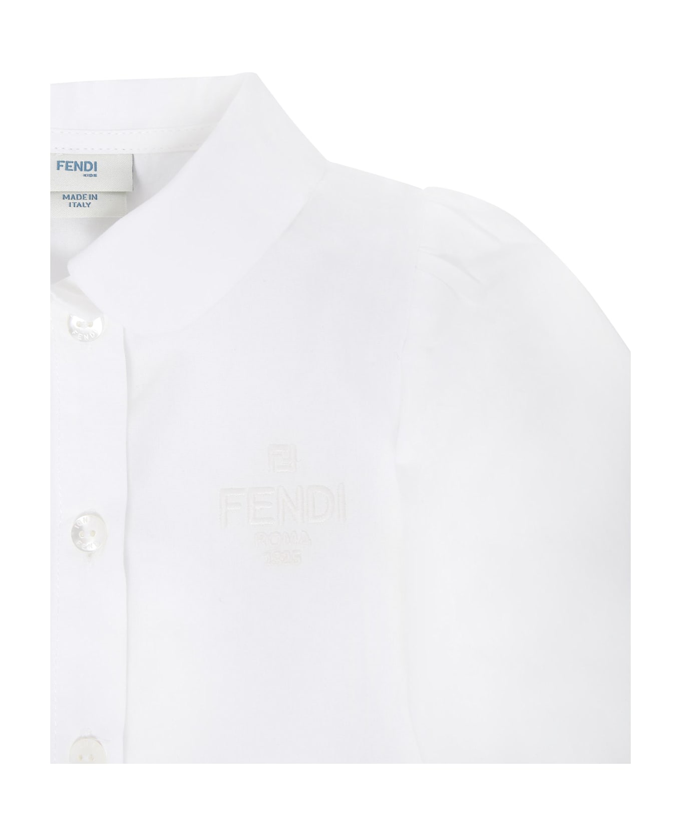 Fendi Long Sleeved Shirt For Baby Girl - White