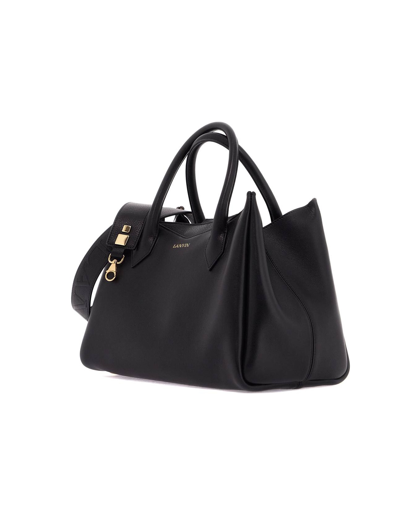 Lanvin Leather Bag With Logo - Black