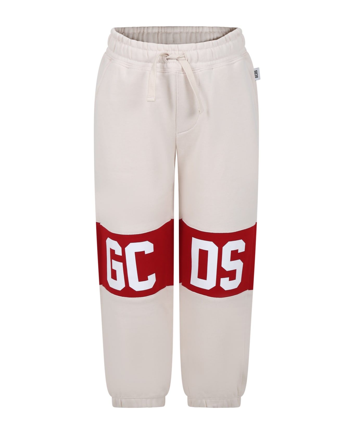 GCDS Mini Beige Trousers For Boy With Logo - Beige ボトムス