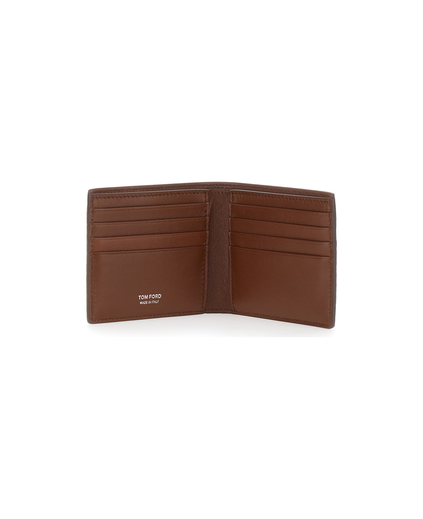 Tom Ford Brown Bi-fold Wallet With Embossed Crocodile Effect In Leather Man - Brown