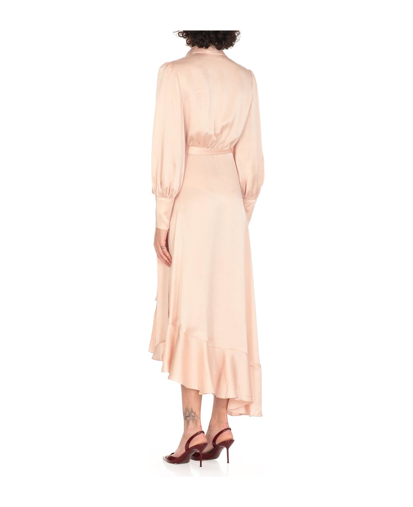 Zimmermann Asymmetric Wrap Midi Dress - PETAL