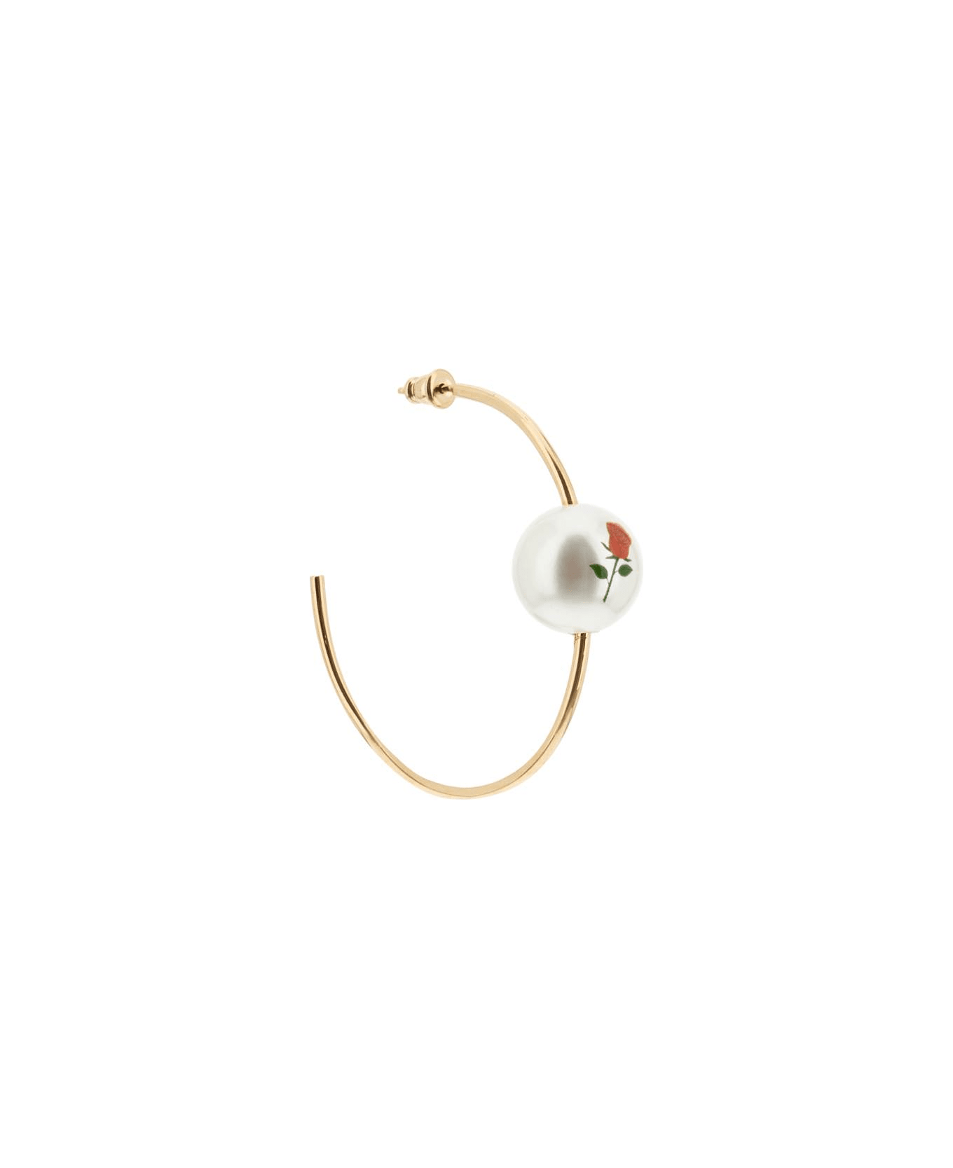 SafSafu 'pearl & Roses' Hoop Earrings - GOLD (Gold)