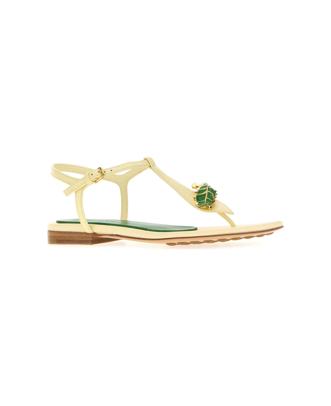 Bottega Veneta Pastel Yellow Leather Rana Flora Sandals - CAMOMILECAMBOO