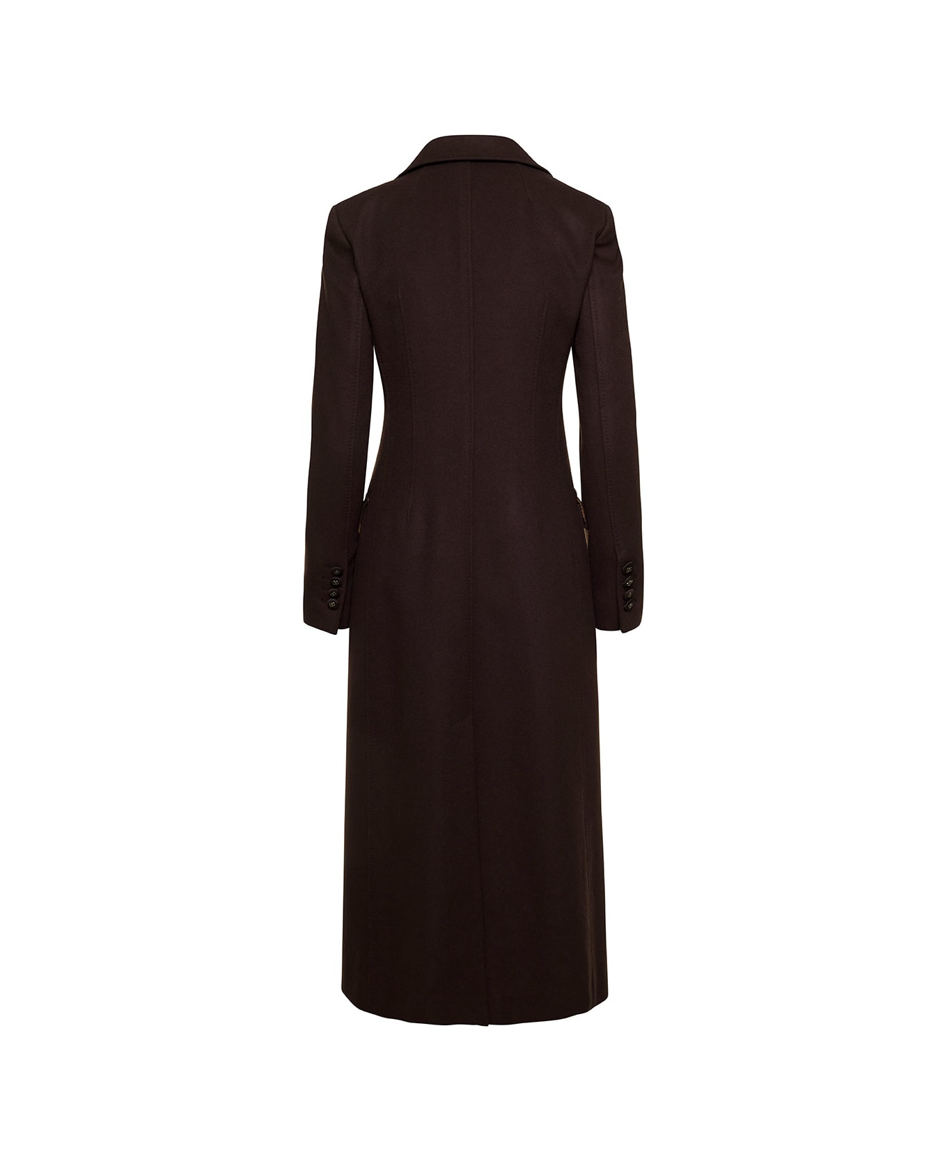 Dolce & Gabbana Brown Slim Single-breasted Coat With Branded Buttons In Wool And Cashmere Woman - Brown