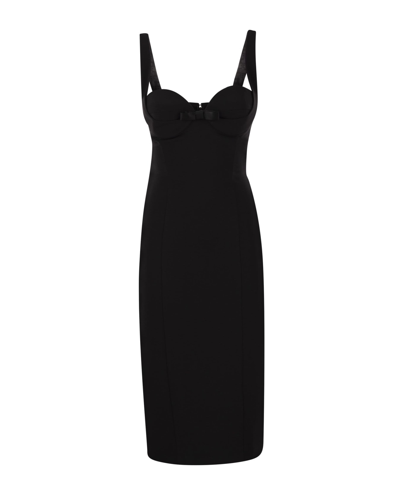 Elisabetta Franchi Midi Bow Dress - Black ワンピース＆ドレス