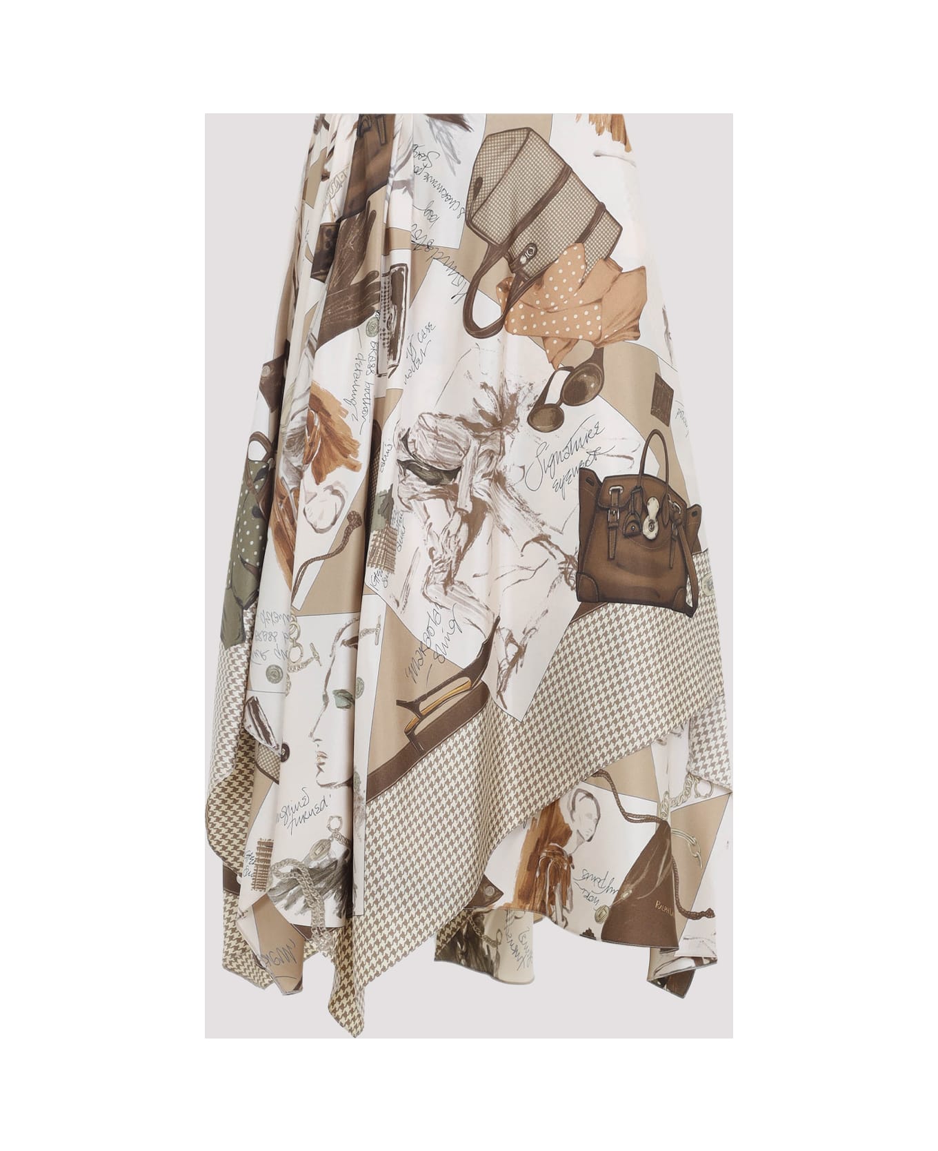 Ralph Lauren Glenn Knee Midi Skirt - Tan Multi
