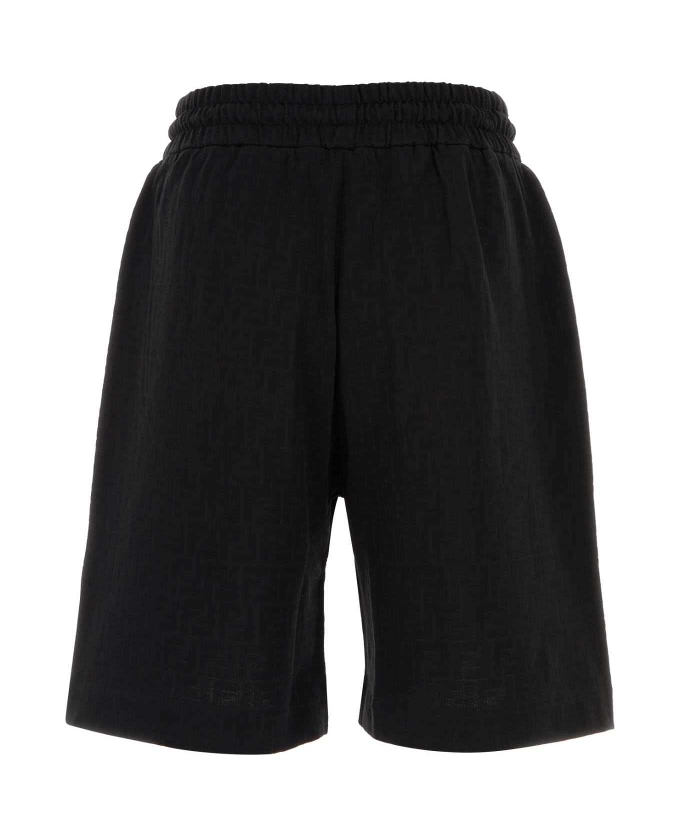 Fendi Black Piquet Bermuda Shorts - Black