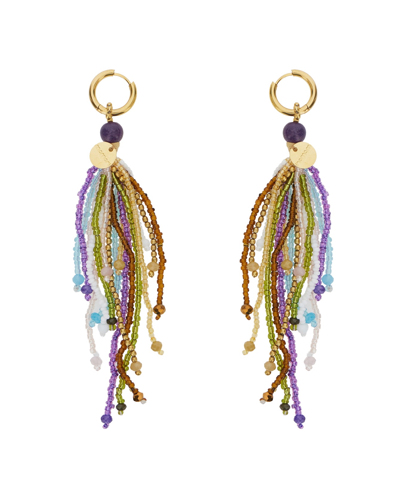 Momonì 
wai
 Multicolor Hoop Earrings With All-over Beads Applied In Glass And Brass Blend Woman - Multicolor
