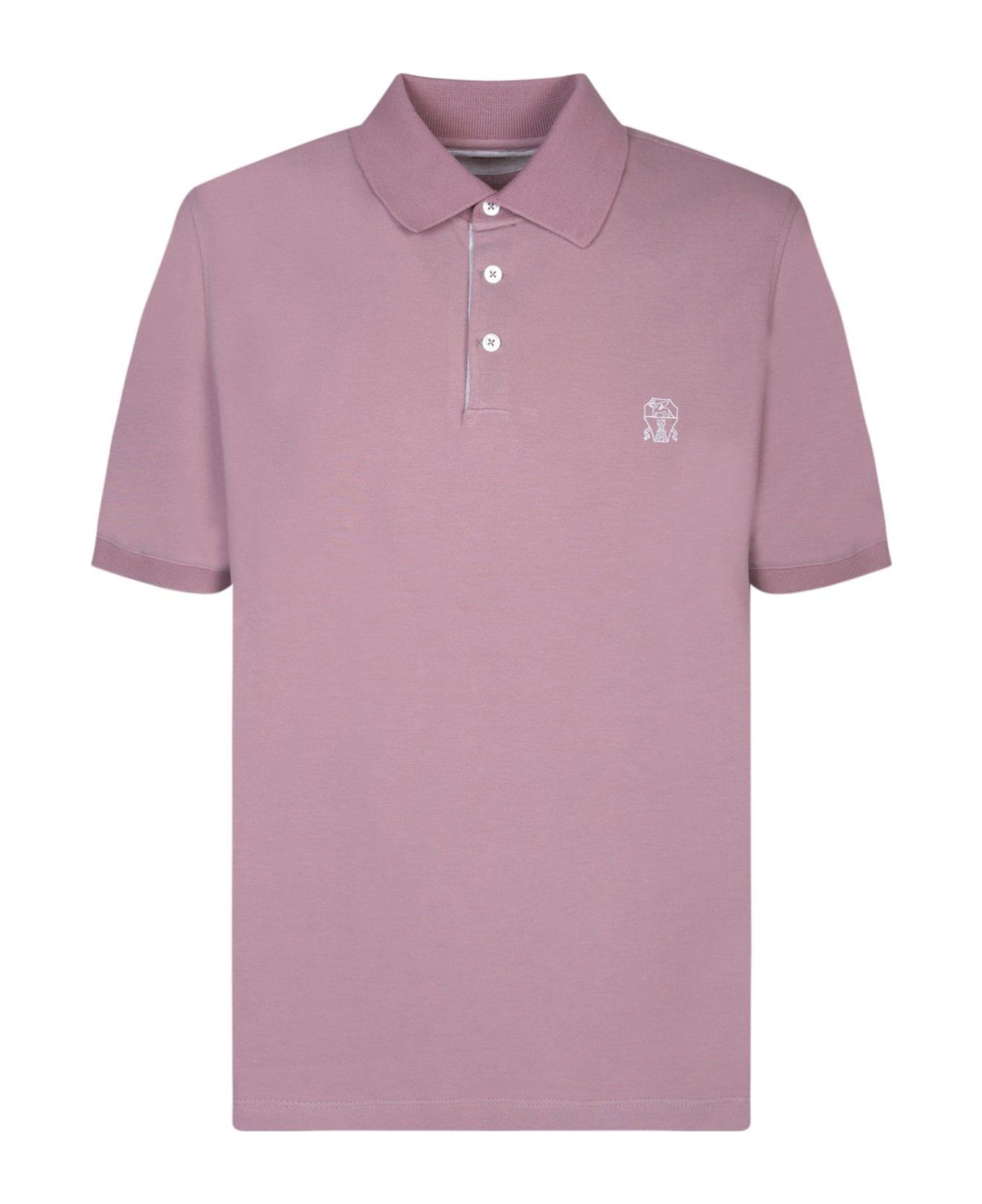 Brunello Cucinelli Logo Printed Short-sleeved Polo Shirt - Purple