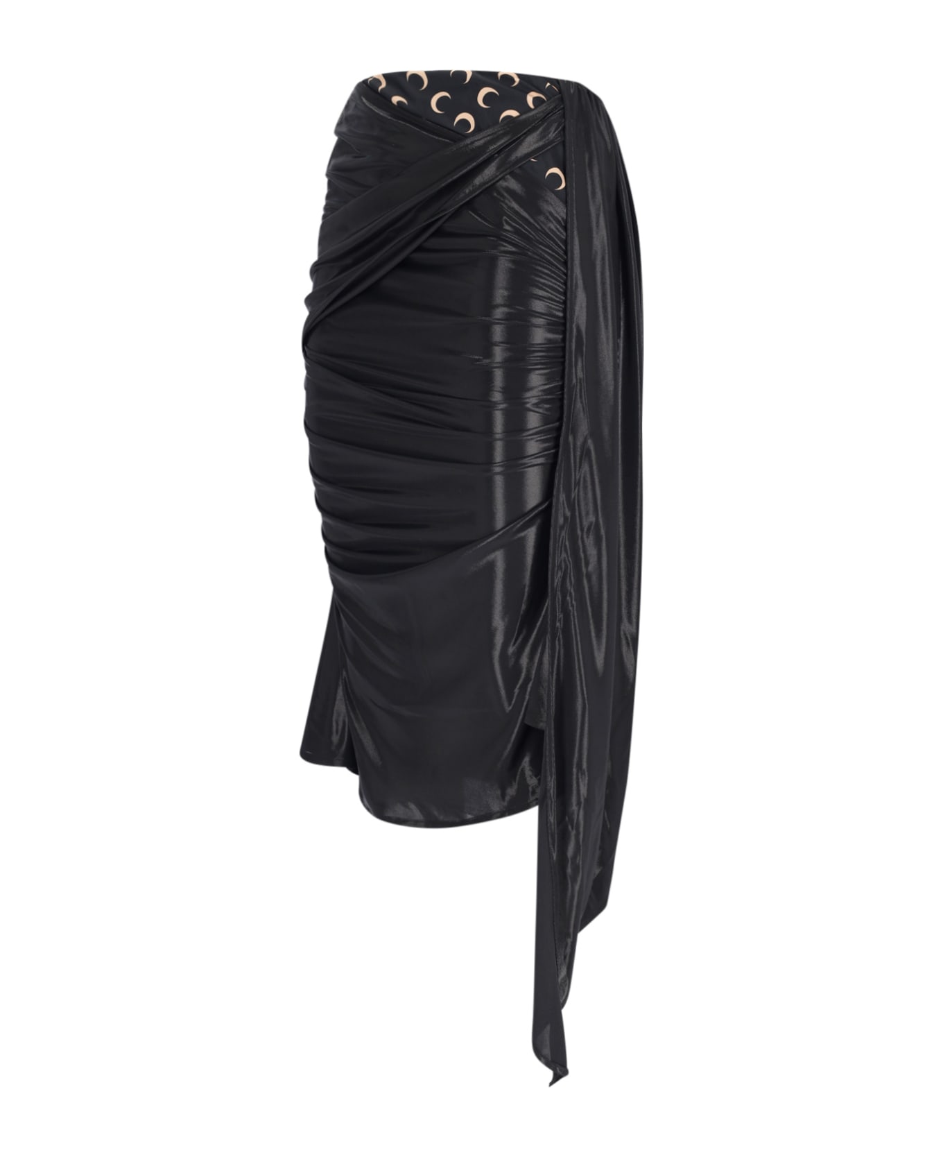 Marine Serre Asymmetrical Midi Skirt - Black  