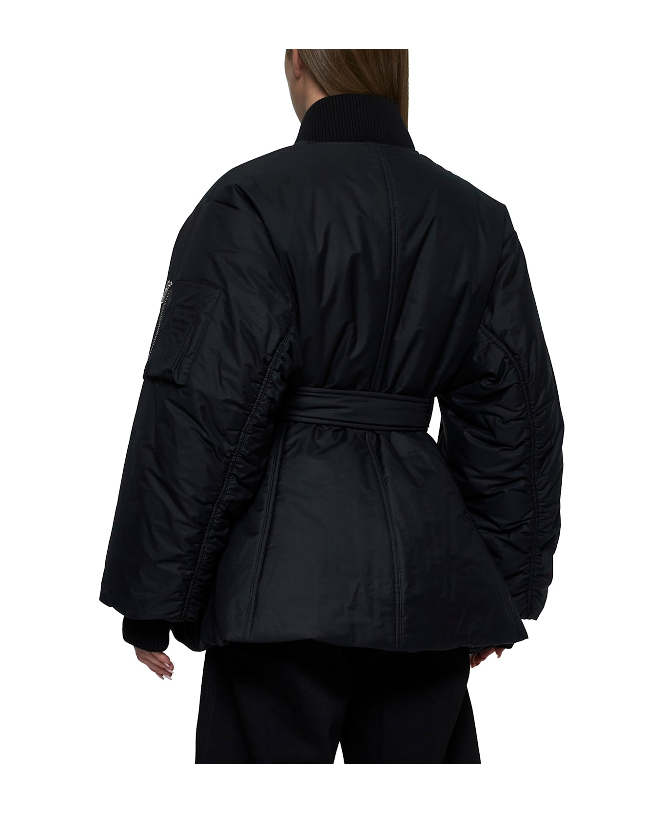 Alaia Black Technical Twill Belted Bomber Jacket - Noir alaia