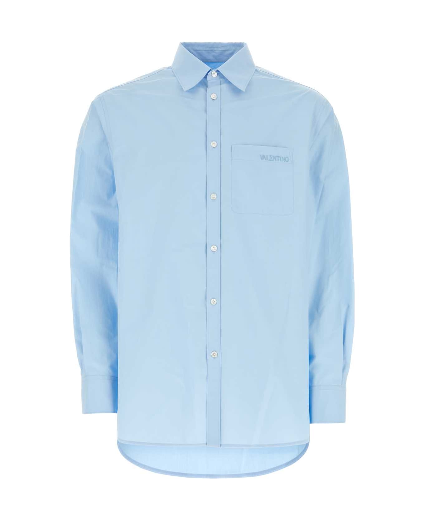 Valentino flats Garavani Light-blue Poplin Shirt - CELESTE