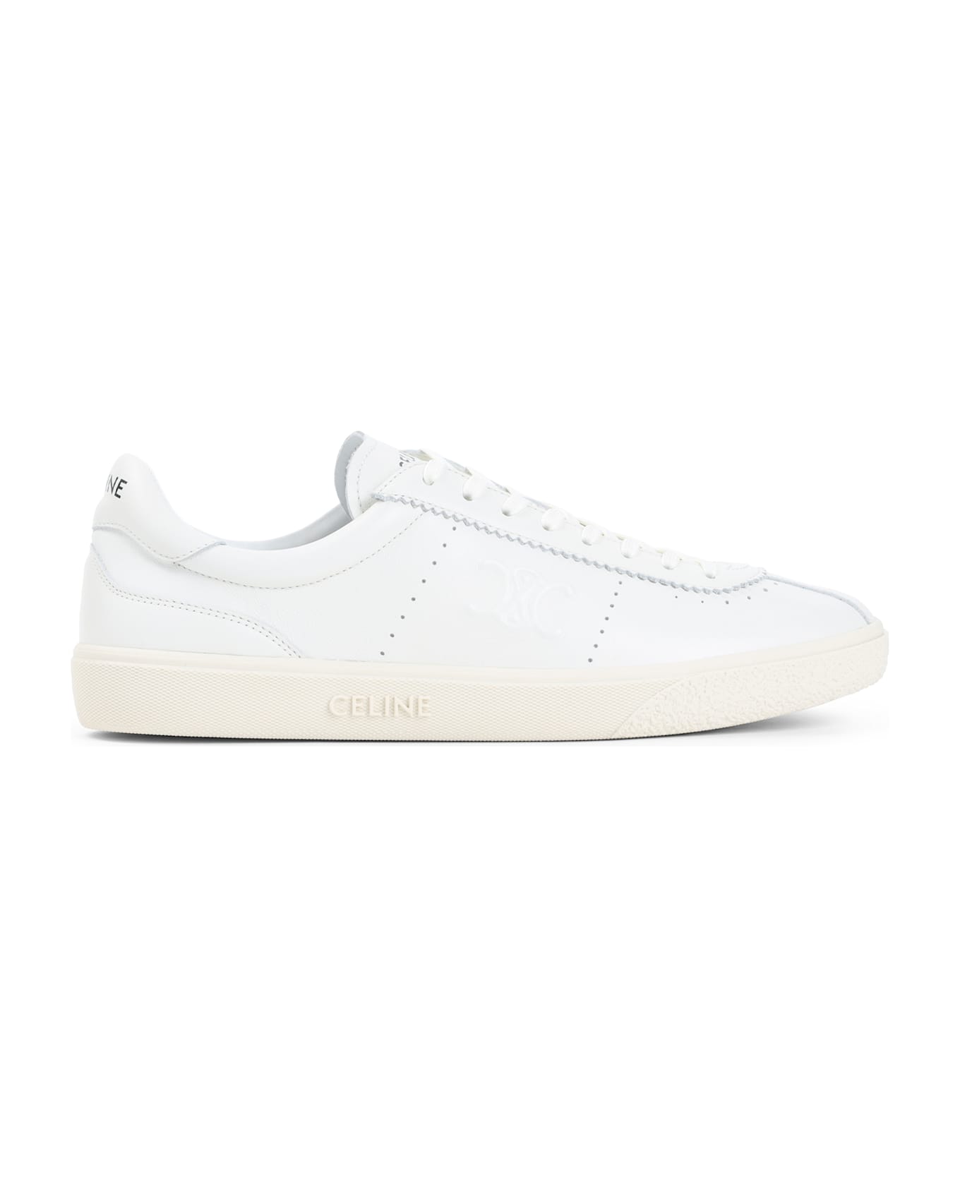 Celine Low Lace-up Sneakers With Triomphe - Fw Off White