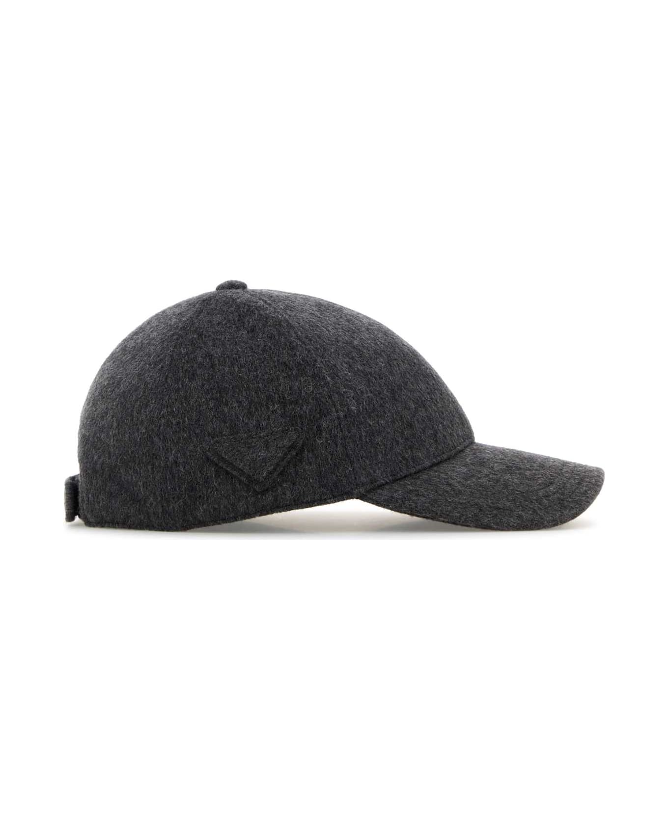 Prada Dark Grey Flannel Baseball Cap - ARDESIA